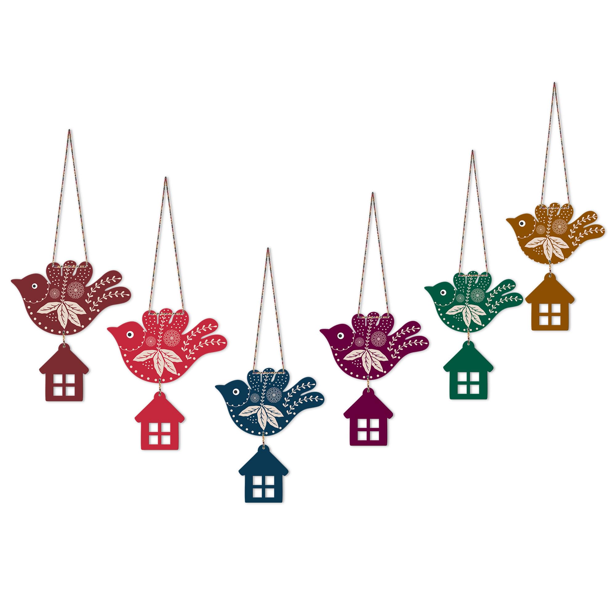 Artvibes Multicolored Flying Birds Wooden Wall Hanger For Home Decor | Living Room | Office | Wall Art Painting For Hall | Graph