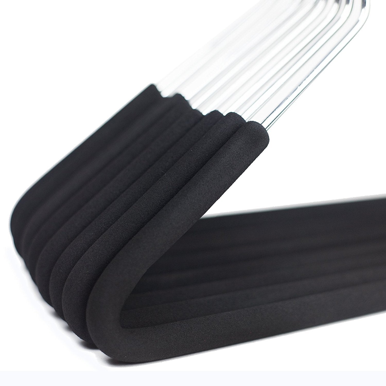 Huji Heavy Duty Open Ended Easy Slide Chrome Trouser Hangers Organizers (20 Open Ended Easy Slide Hangers)