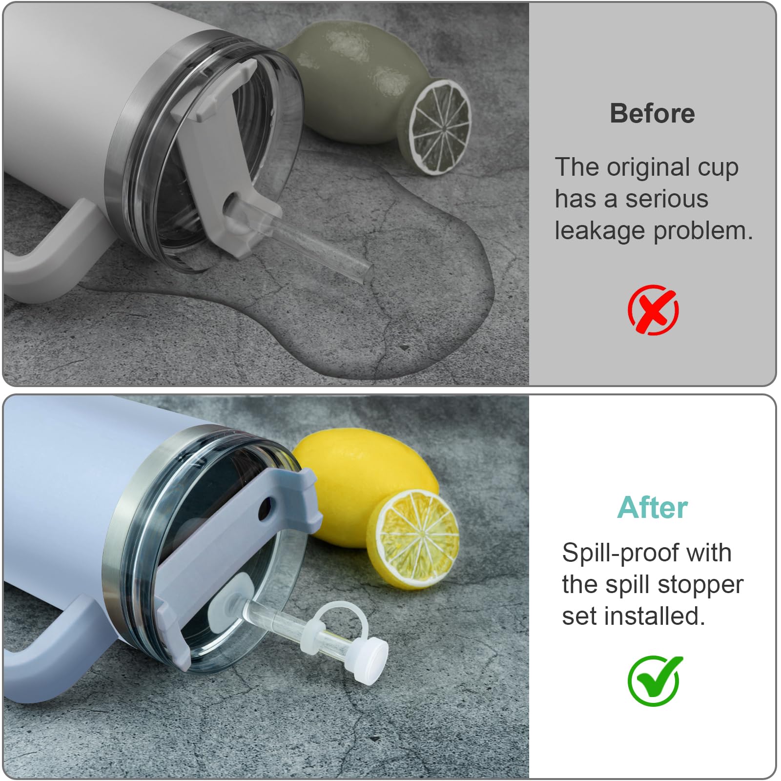 Airboat Silicone Spill Proof Stopper Set And Protective Boot For Stanley H1.0 40Oz 30Oz Tumbler, Leak Proof Straws Topper, Cover