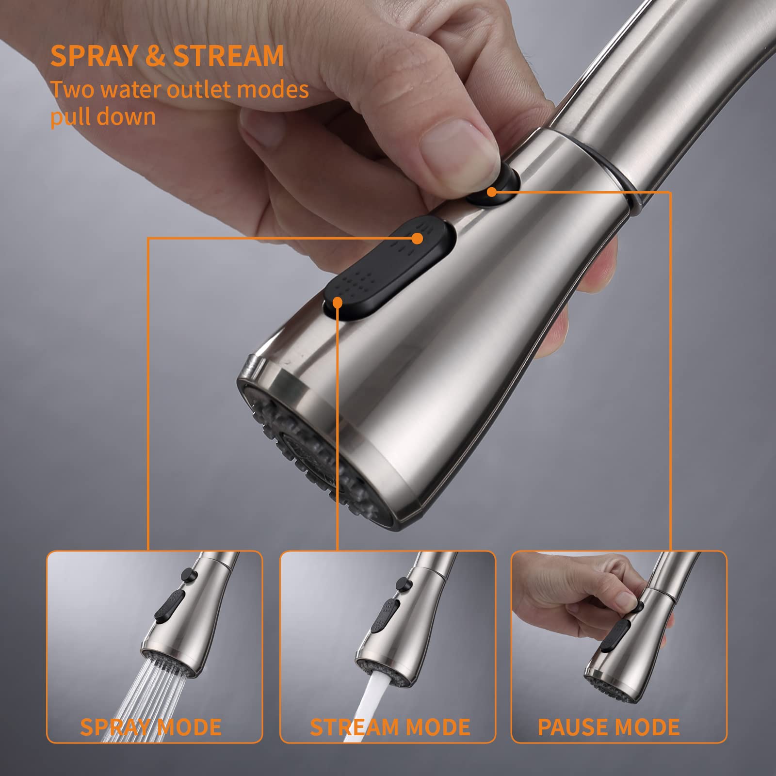 Touch Kitchen Faucet,Keer Smart Kitchen Sink Faucet With Pull Down Sprayer, Touch On Activated Kitchen Bar Sink Faucet Brushed N