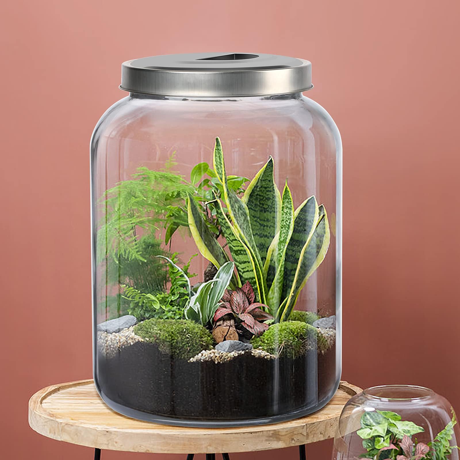 Daitouge Large Storage Glass Jars With Metal Lids, 5.5 Gallon (21000 Ml) Canisters - Super Wide Mouth Heavy Duty With For Storin