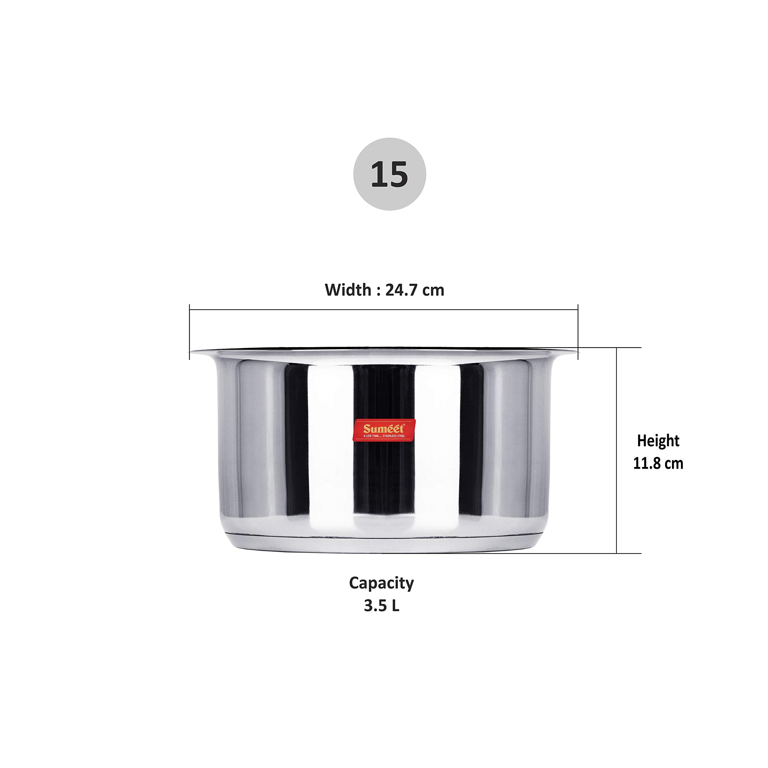 Sumeet Big Size Stainless Steel Induction Bottom (Encapsulated Bottom) Induction & Gas Stove Friendly Container/Tope/Cookware Wi