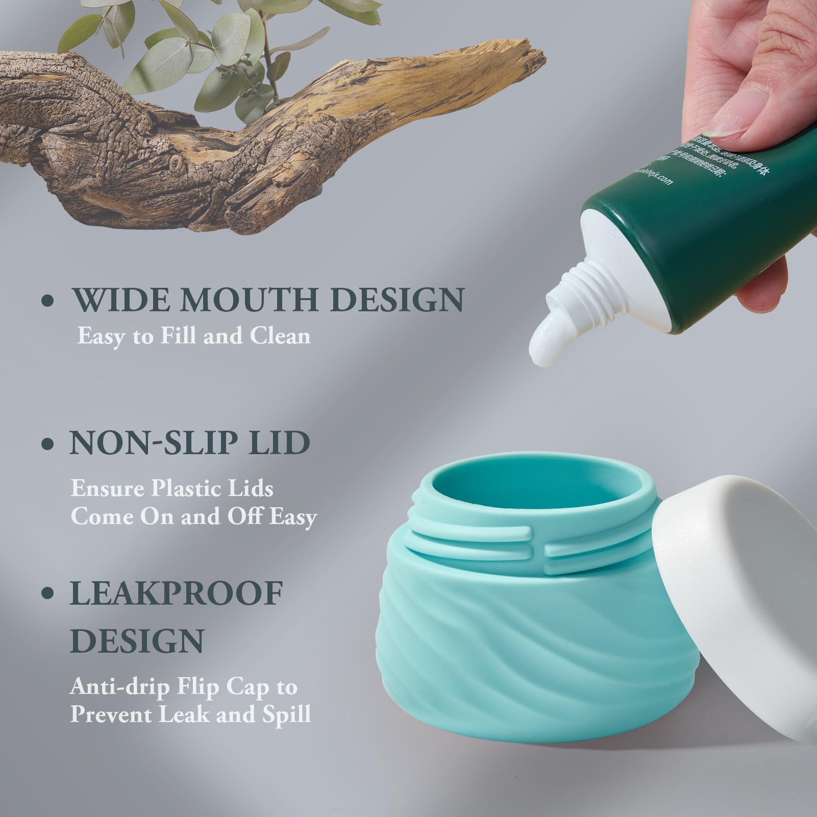 Eternal Moment Travel Containers For Toiletries, Silicone Jar With Lid, Tsa Approved Travel Size Bottles With Clear Bag, Leak-Pr