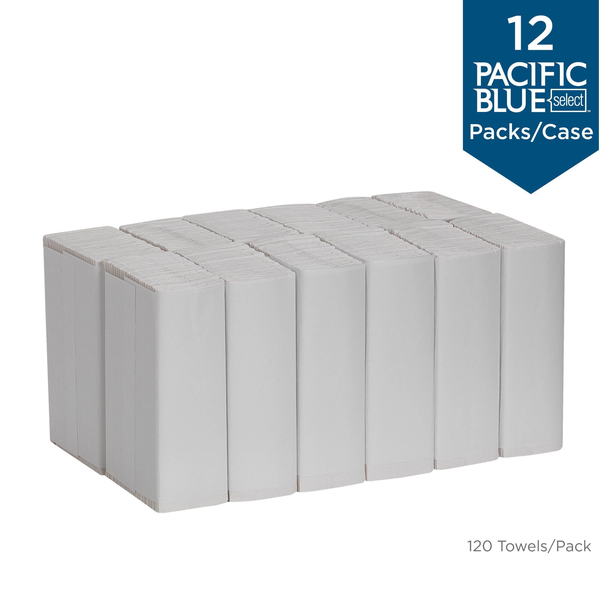 Georgia-Pacific Blue Select Premium 2-Ply C-Fold Paper Towels By Pro , White, 23000, 120 Towels Per Pack, 12 Packs Per Case