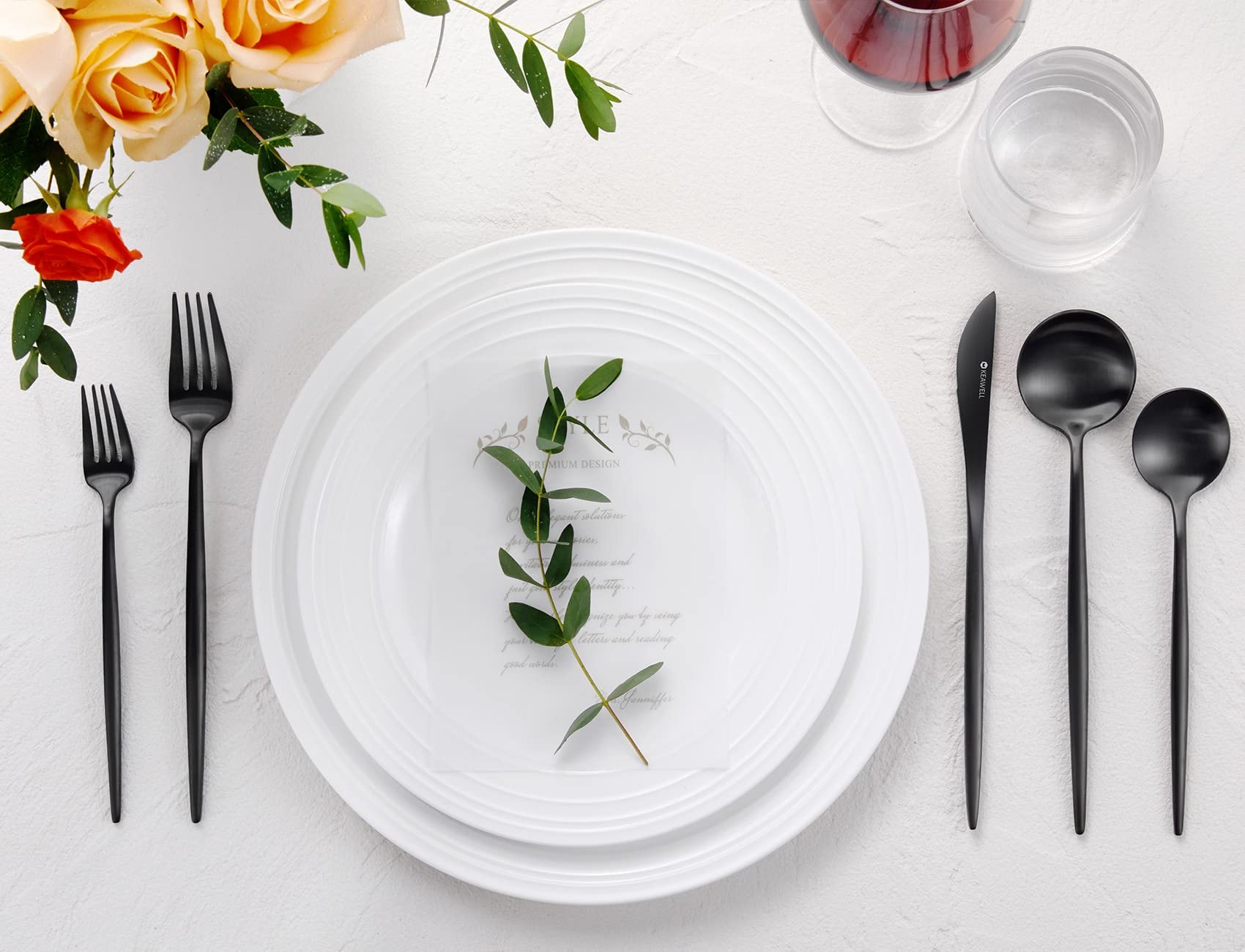Keawell Mia 20-Piece Fine Flatware Set, 18/10 Stainless Steel, Service For 4, Sleek And Modern Silverware Set. Gift Box. (Matte