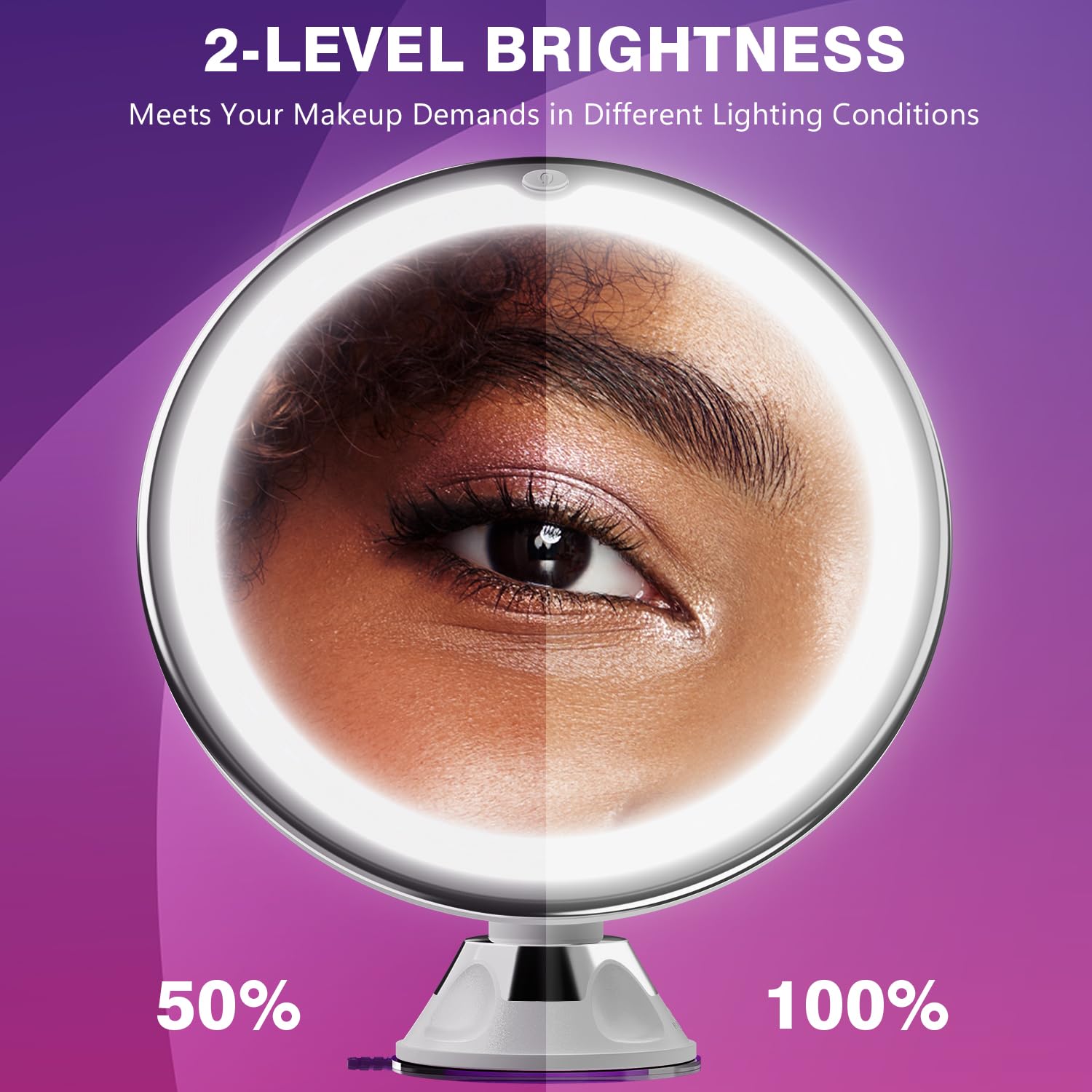 Auxmir 30X Magnifying Makeup Mirror with Light, 9.5"L x 12.2"W, Power Suction Cup, 360° Swivel, Portable, Acrylonitrile