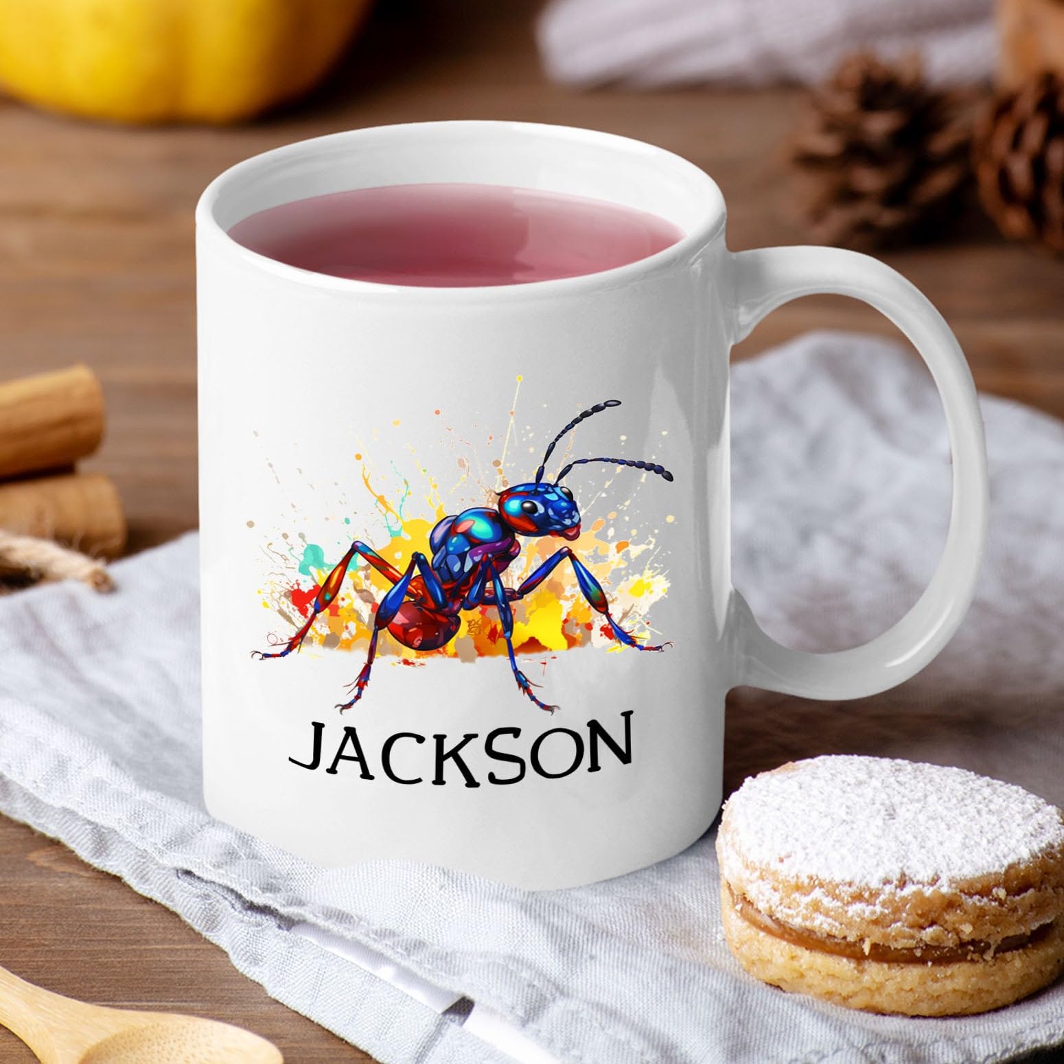 Personalized Name Ant White Coffee Mug Cup Gift For Men Women Ant Lover, Customized Ant Color Coffee Cup 11 Oz 15 Oz, Unique Ant