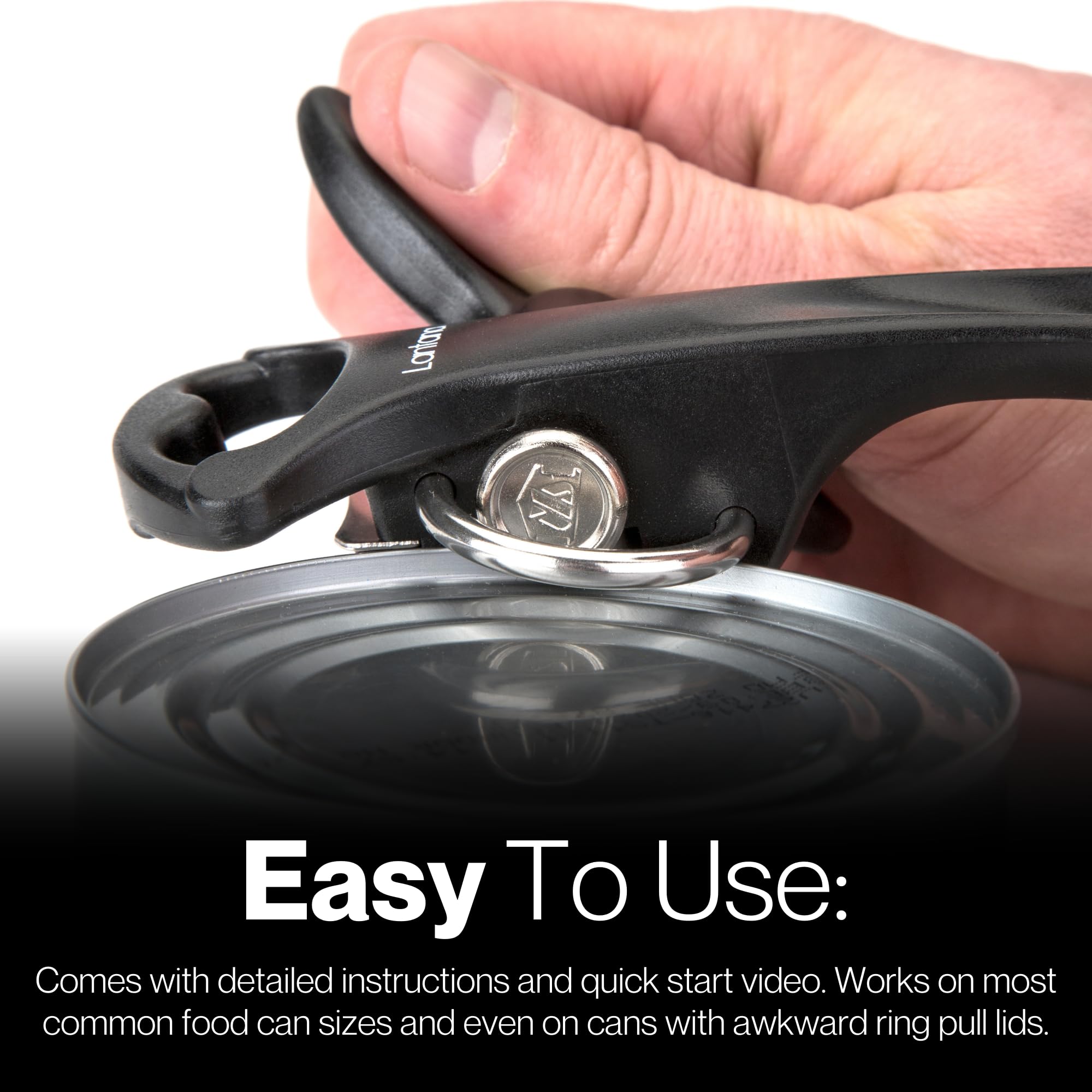 Lantana 2 in 1 Safety Manual can Opener (Smooth Edge) & Bottle Opener - BlackStainless Steel
