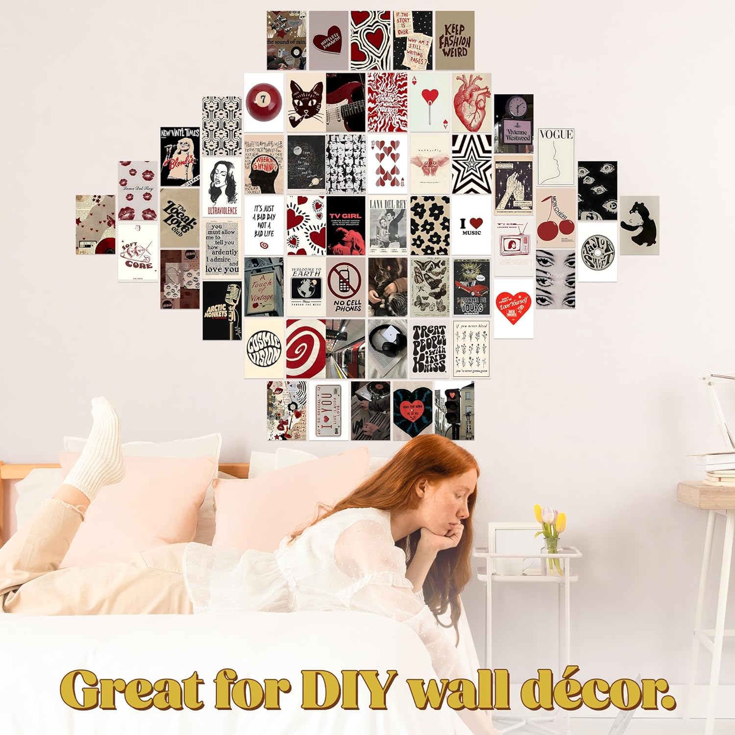 60 pcs Downtown Girl Room Decor, Coquette y2k 2000s Grunge Posters, TV Girl Lana Del Rey Retro Music Wall Art for Bedroom, Trend
