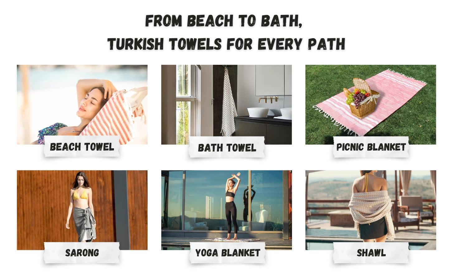 Bazaar Anatolia Turkish Beach Towel 100% Cotton Black Bath Towels Oversized Quick Dry Boho Farmhouse Turkish Towels For Bathroom