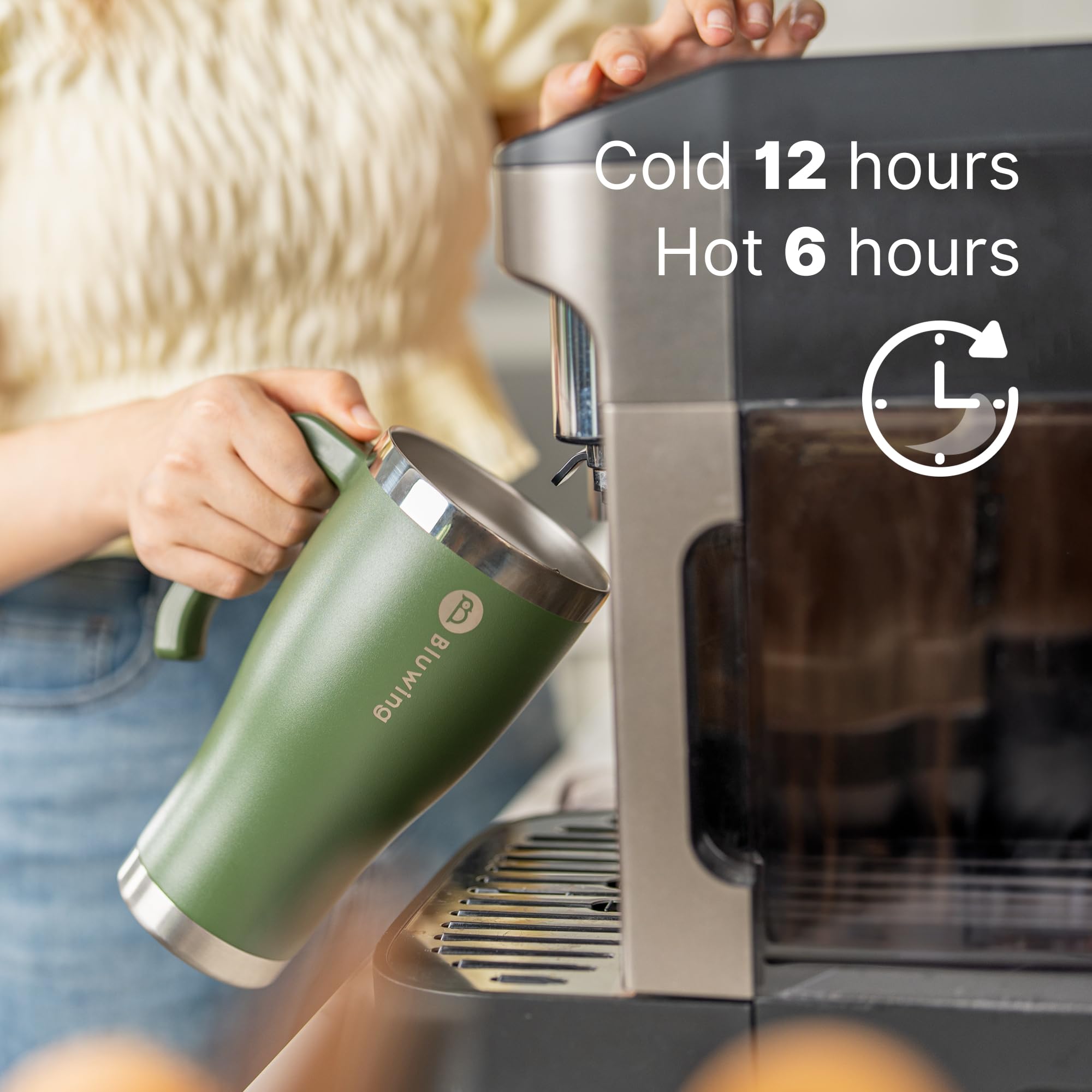 Bluwing 30 Oz Tumbler With Handle-Travel Coffee Mug With Spill Proof Lid, Double Wall Vacuum Insulated Tumbler Cups For Women An