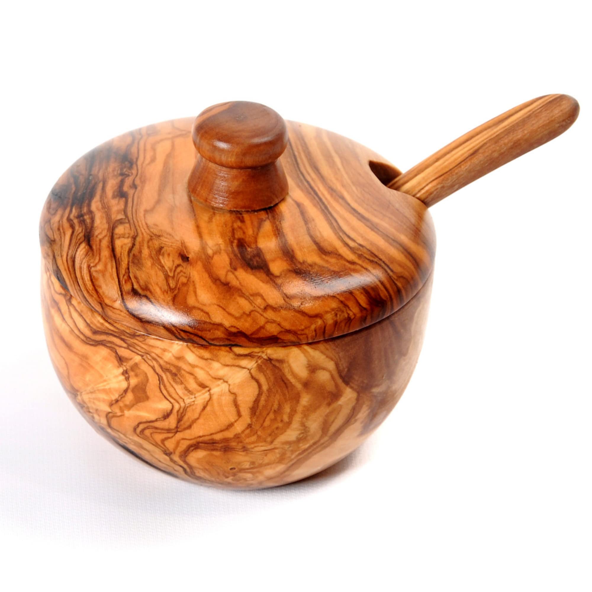Beldinest Olive Wood Sugar Bowl (Round Canister)