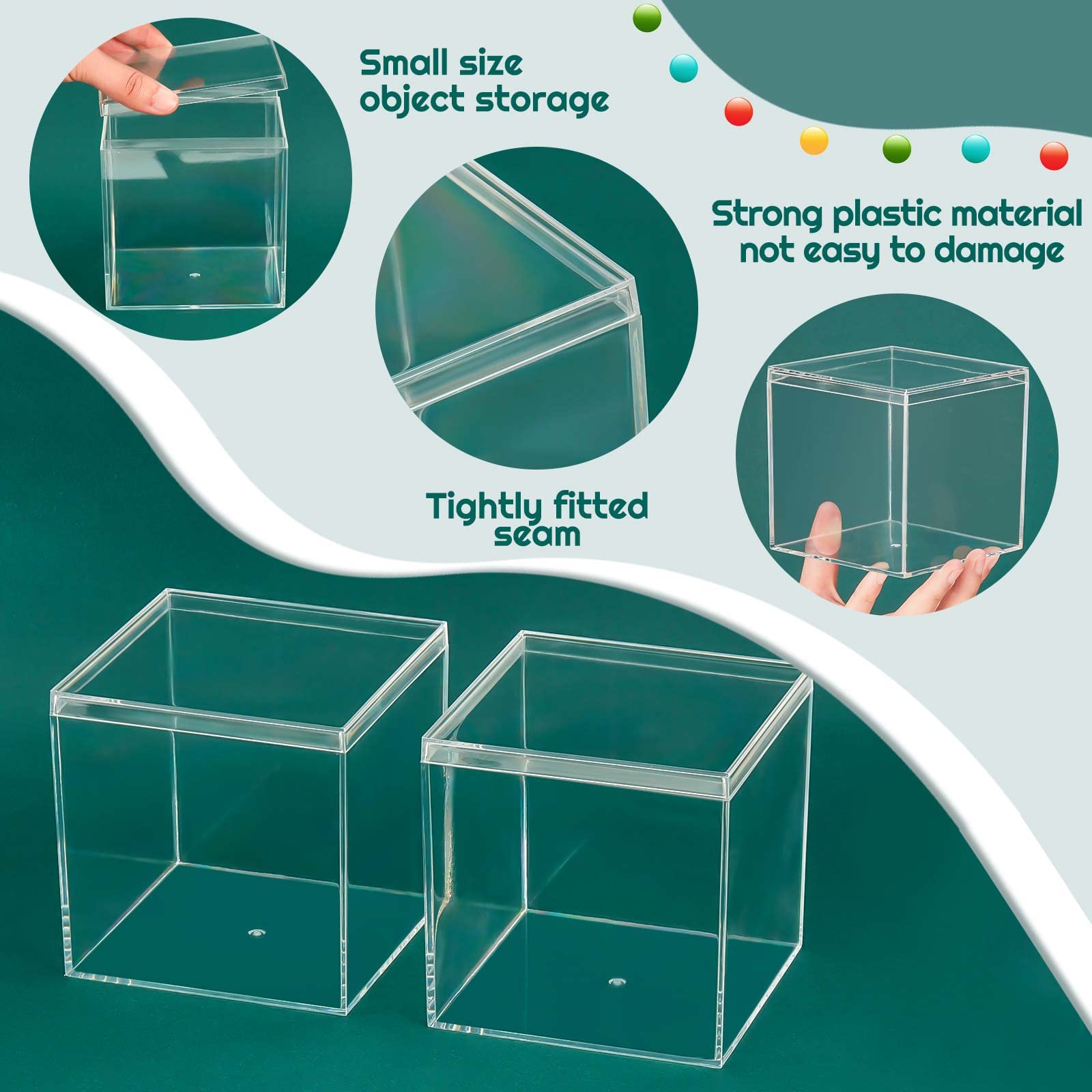 Blulu 8 Pieces Clear Acrylic Plastic Jewelry Box Mini Storage Box Mini Cube Containers with Lids for Candy and Tiny Jewelry(3.9