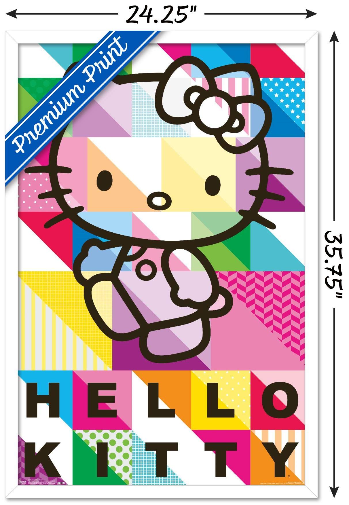 Trends International Hello Kitty - Patterns Wall Poster, 22.375'' X 34'', White Framed Version