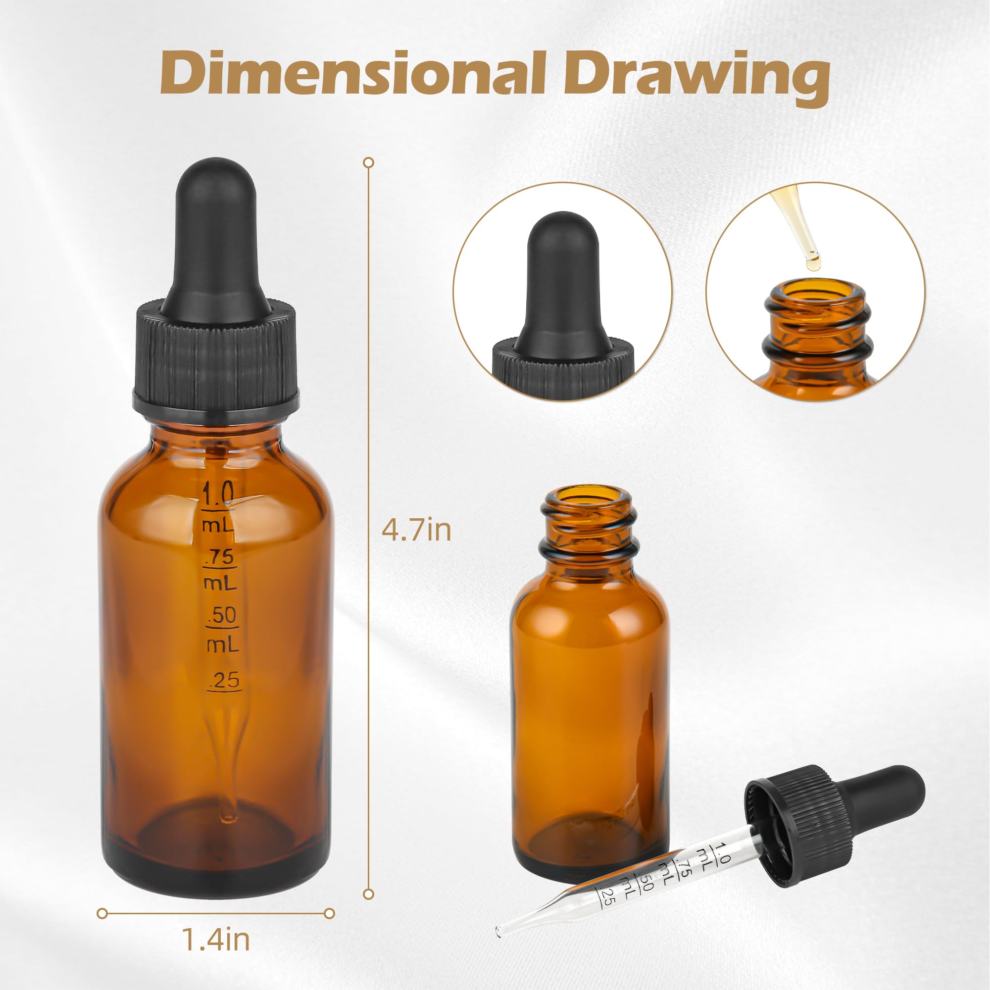 Hpopo 5Pcs Dropper Bottles,1 Oz Leak-Proof Glass Dropper Bottles For Traveling And Storing Essential Oils, Beard Oils, Watercolo