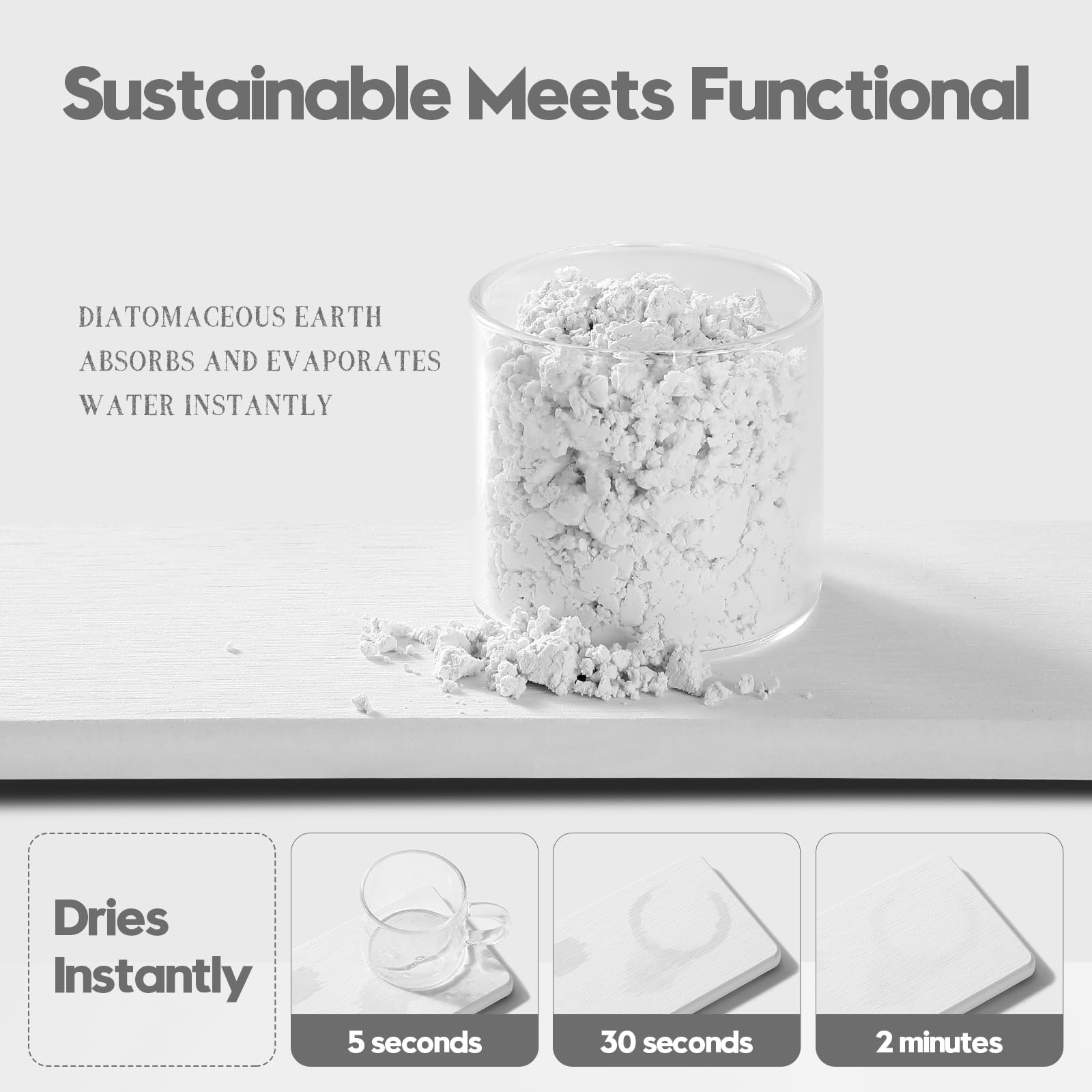 Razborci 2Pcs Water Absorbent Diatomite Coasters, Fast Drying Stone Tray For Bathroom & Kitchen Counter, Instant Dry Sink Dish R