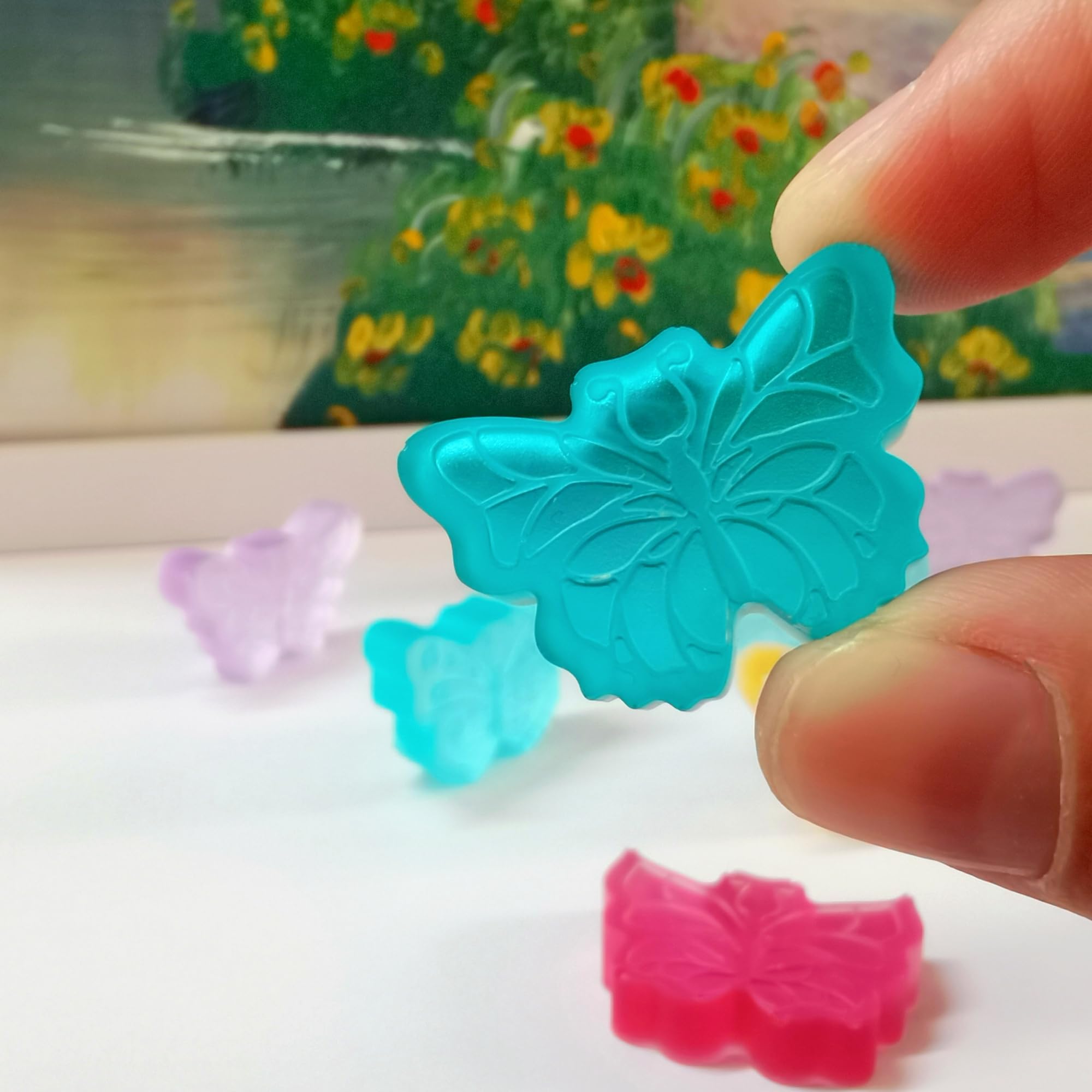 Sofliym Butterfly Molds Silicone For Chocolate Candy Gummy, Small Wax Melt Molds Butterfly Baking Molds Ice Cube Tray With Scrap