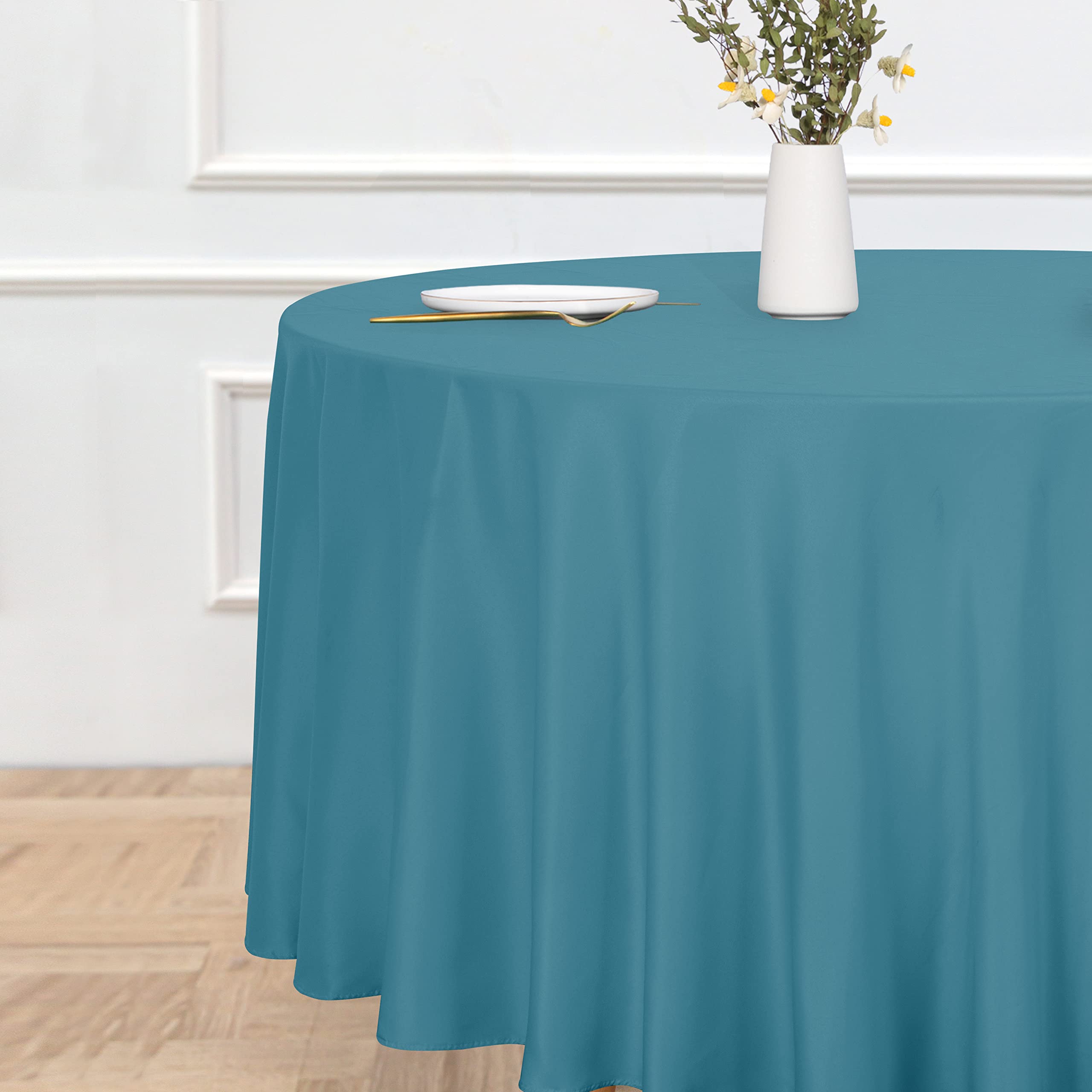 Sancua Round Tablecloth - 108 Inch - Water Resistant Spill Proof Washable Polyester Table Cloth Decorative Fabric Table Cover Fo
