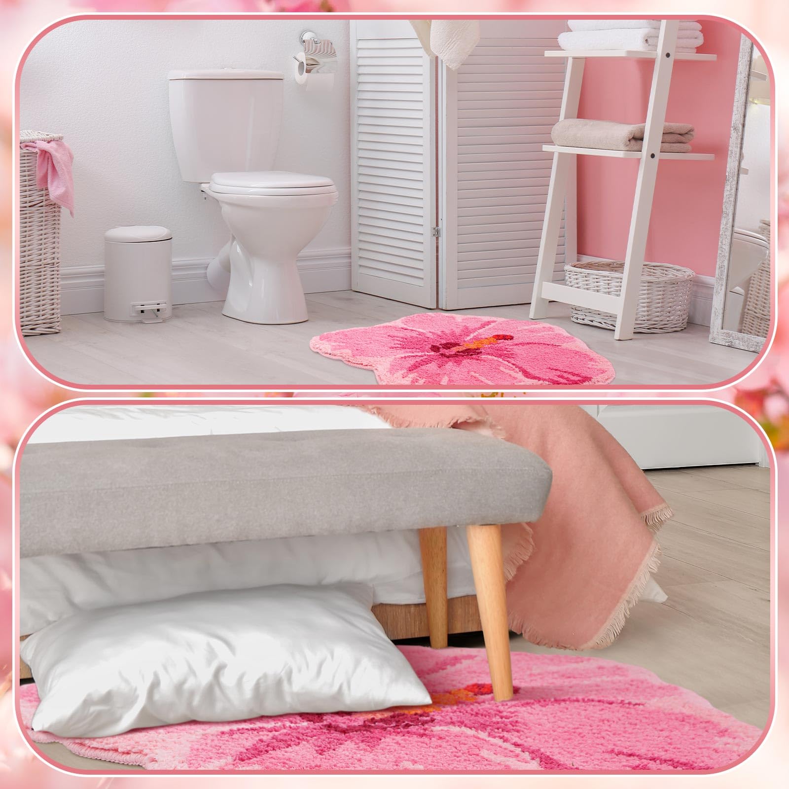 Drydiet Flower Shower Mat Summer Bathroom Rug Flower Bathroom Rug Cute Summer Door Mat Bath Mat For Kids Flower Shape Shower Mat