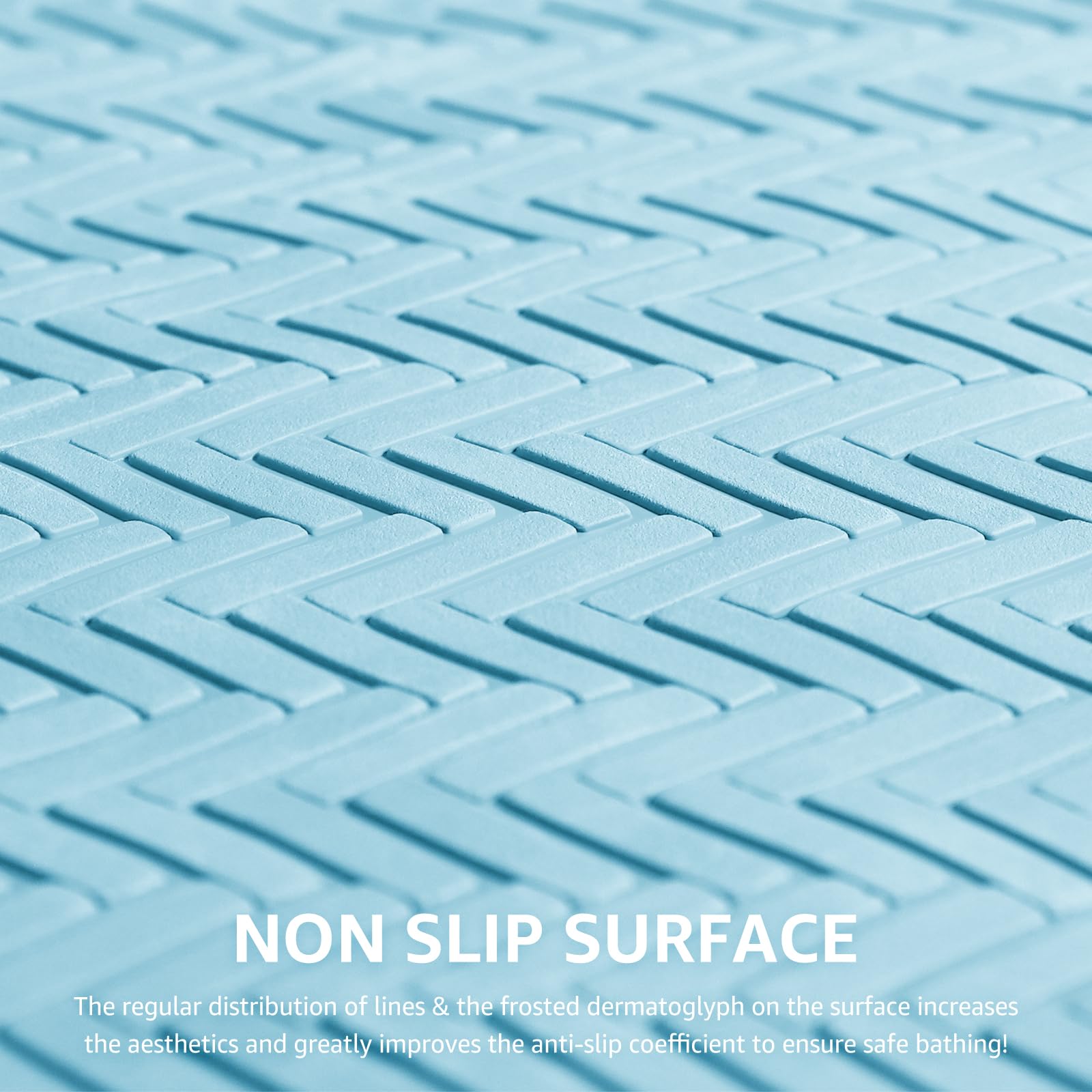 Non Slip Bathtub Mat Rubber Baby Bath Tub Shower Mat with Strong Suction Cups (Lake Blue)