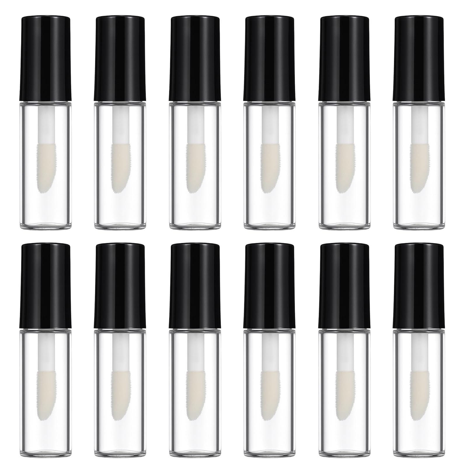 1.2ml Clear Mini Empty Lip Gloss Tubes with Rubber Inserts & Brush