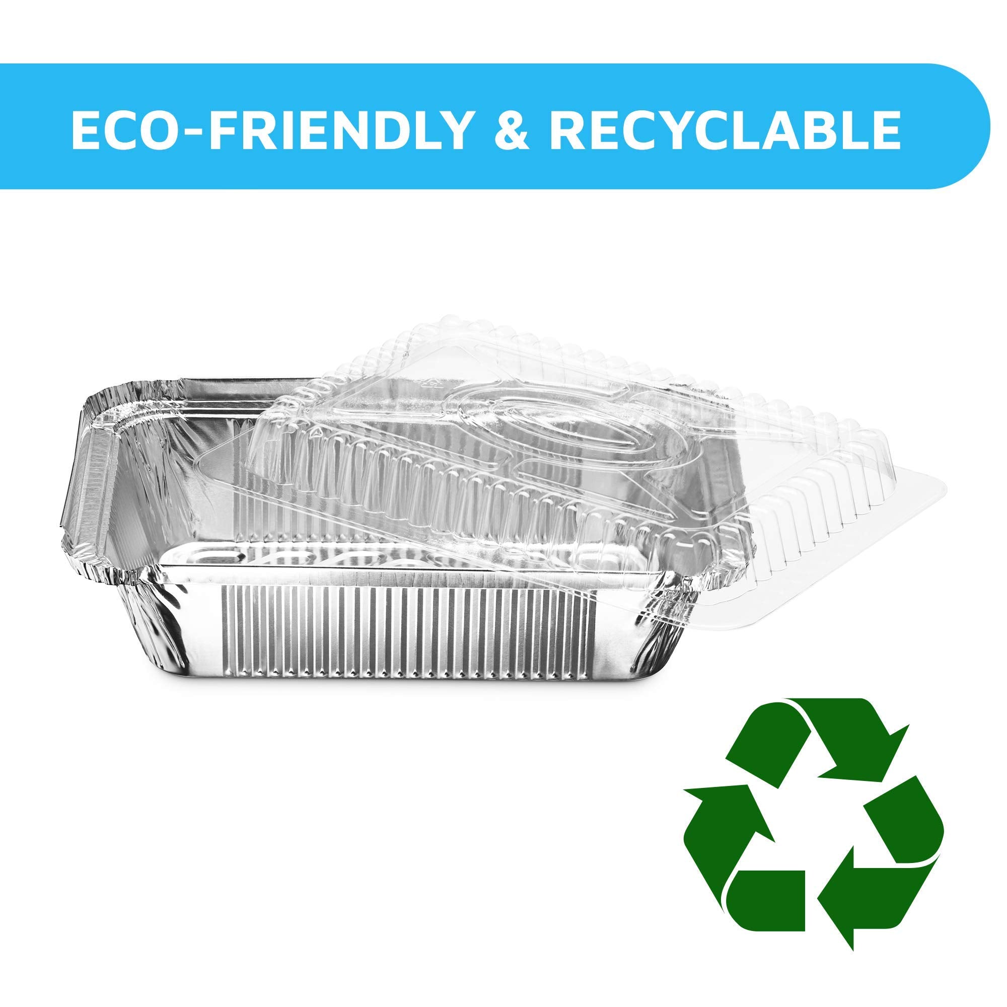 Montopack Disposable Takeout Pans With Clear Lids | 2Lb Capacity Aluminum Foil Food Drip Container With Strong Seal For Freshnes