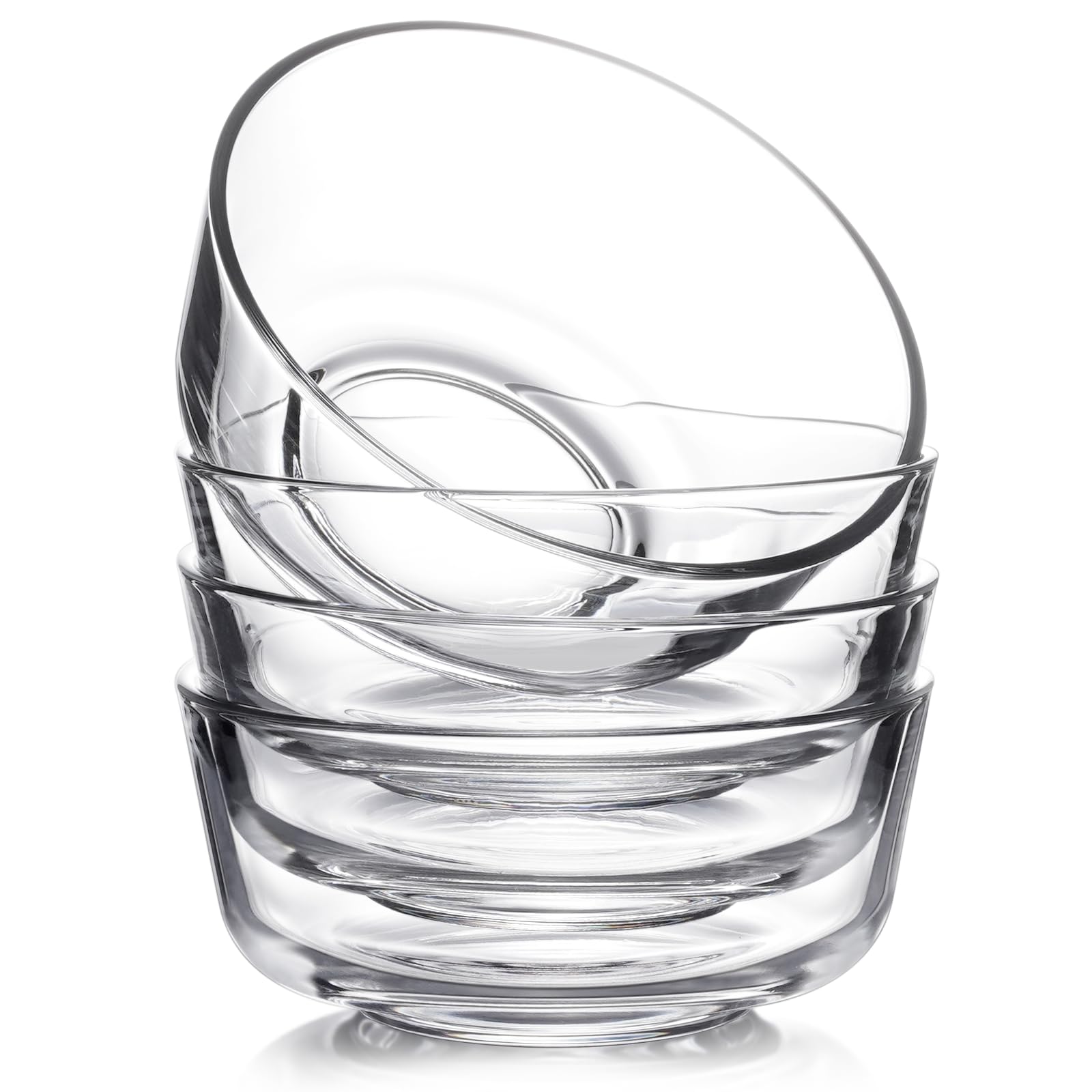 NUTRIUPS 5.7in Small Glass Salad Bowls Individual Servings,20oz Clear Glass Cereal Bowl, Set of 4