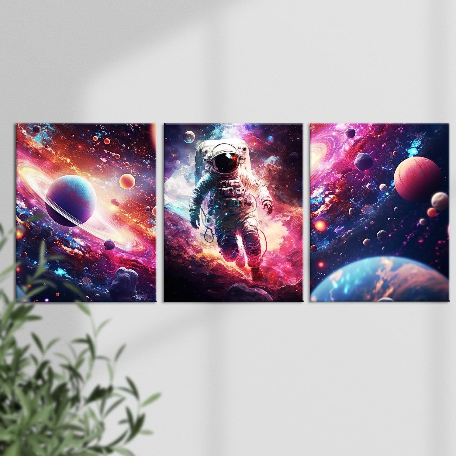 Yuzi-N Outer Space Room Decor Space Room Decor For Boys, Planet Astronaut Wall Art Space Wall Decor For Boys Bedroom Teens Room