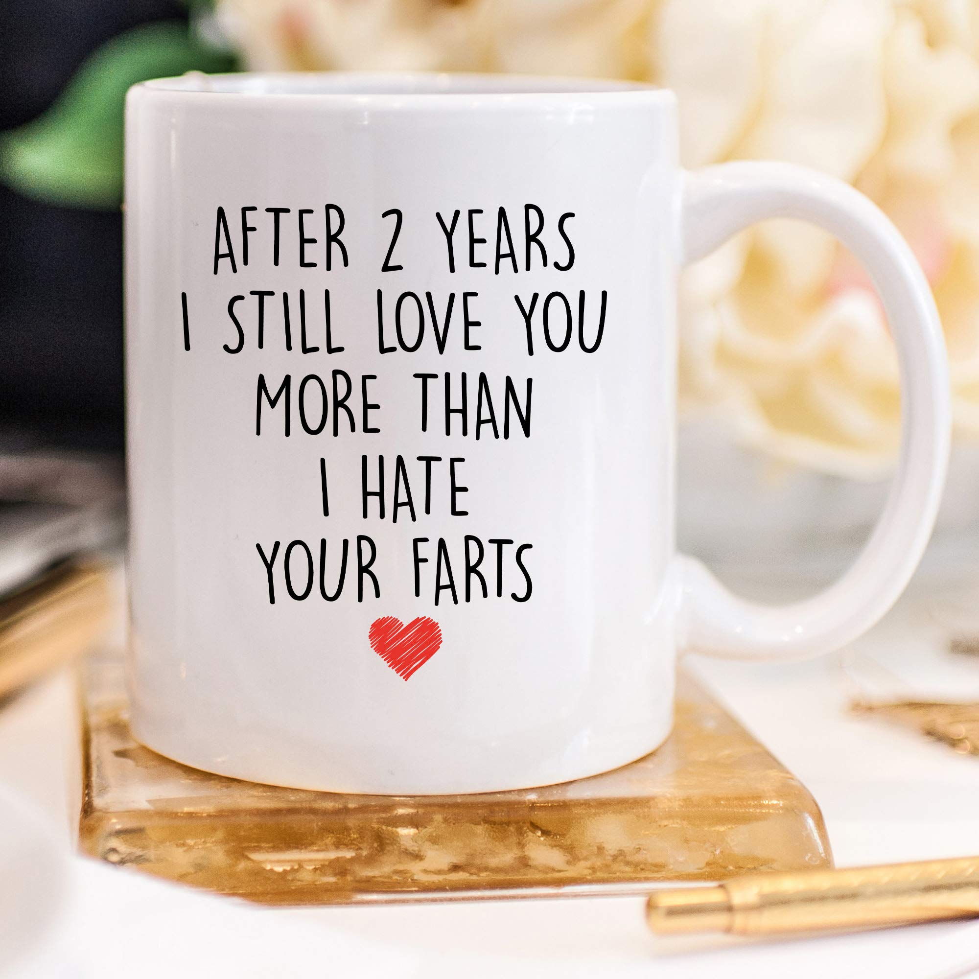 YouNique Designs 2 Year Anniversary Mug, 11 Ounces, Two Year Anniversary Coffee Mug for Him, 2 Year Anniversary Cup for Boyfrien