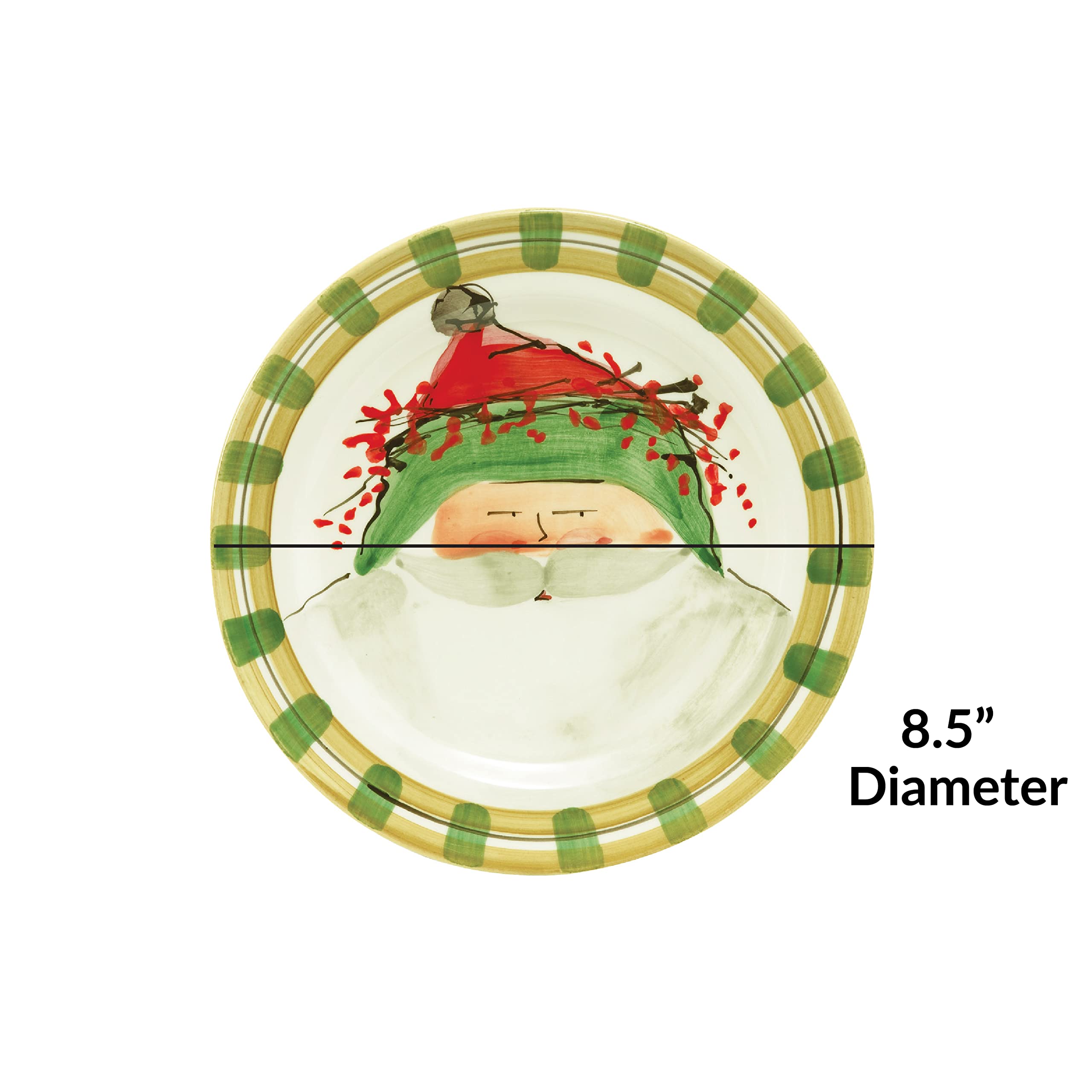 Vietri Old St. Nick Assorted Round Salad Plates, Set Of 4, 8.5'' Earthenware Dessert Appetizer Dish