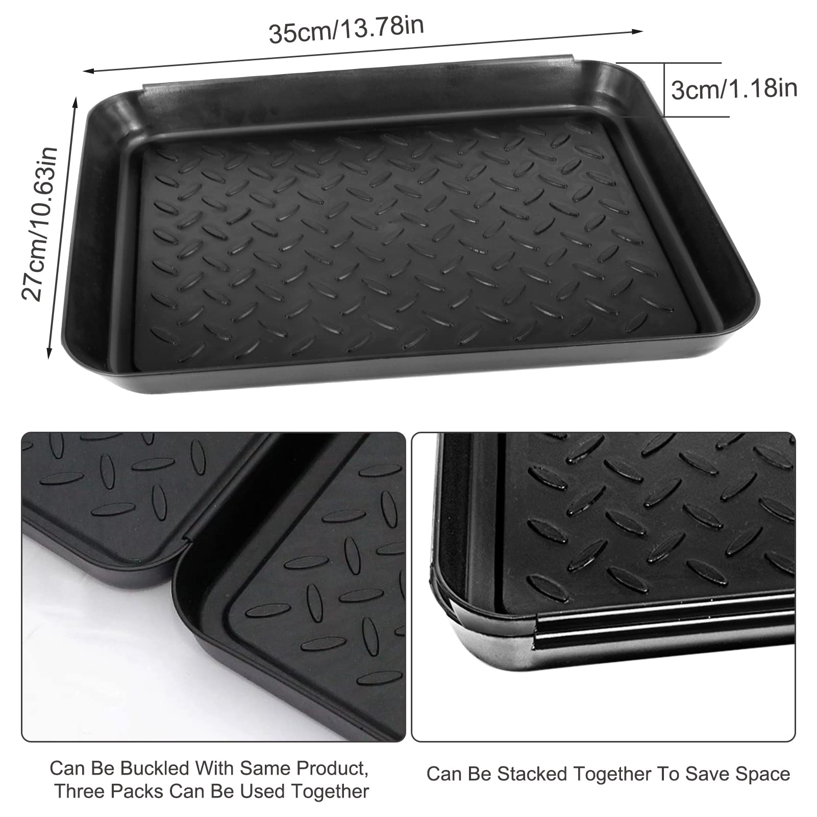 3 Pcs Under Sink Drip Tray, 13.8 * 10.8 Inch Plastic Under The Sink Drip Protector Tray Under The Sink Mat Under Sink Drip Catch
