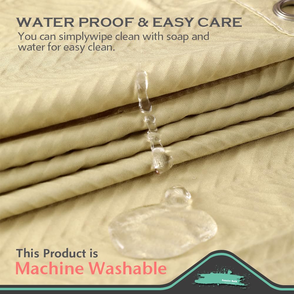 Eazzier Bath Sage Green Shower Curtain Or Liner - Waffle Textured Thin Fabric Shower Curtains For Bathroom, Light Weighted Polye