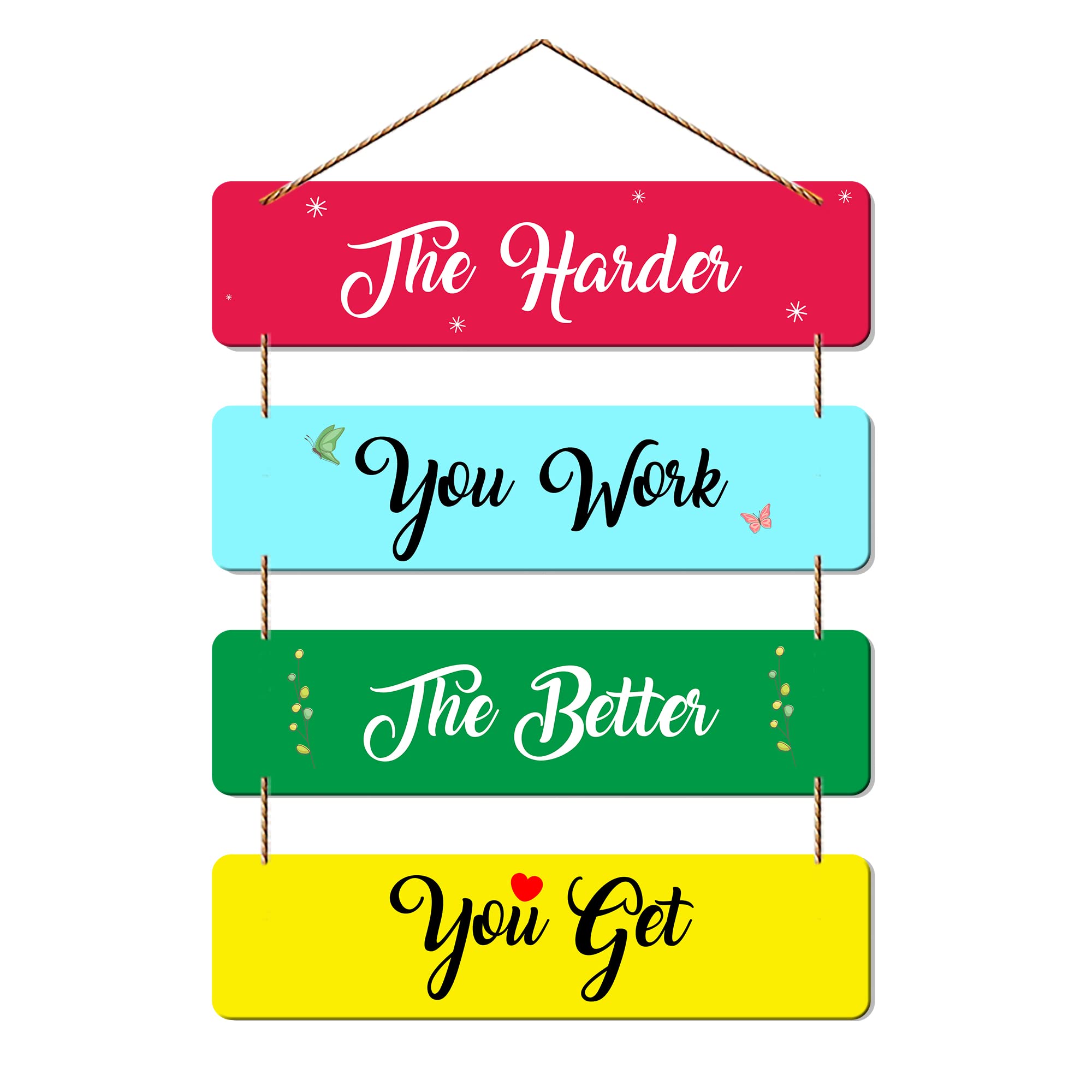Artvibes The Harder You Work The Better You Get Mdf Wood Wall Hanger Ornaments | Quotes Decor Item | Motivational Wall Decor | W