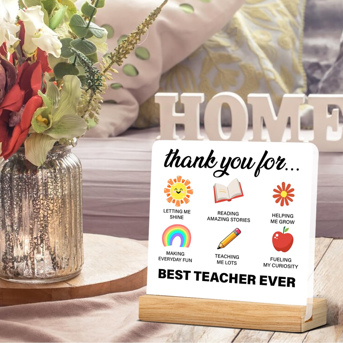 Teacher Appreciation Gifts Thank You Teacher Gifts Best Teacher Ever Gifts Acrylic Desk Plaque Sign