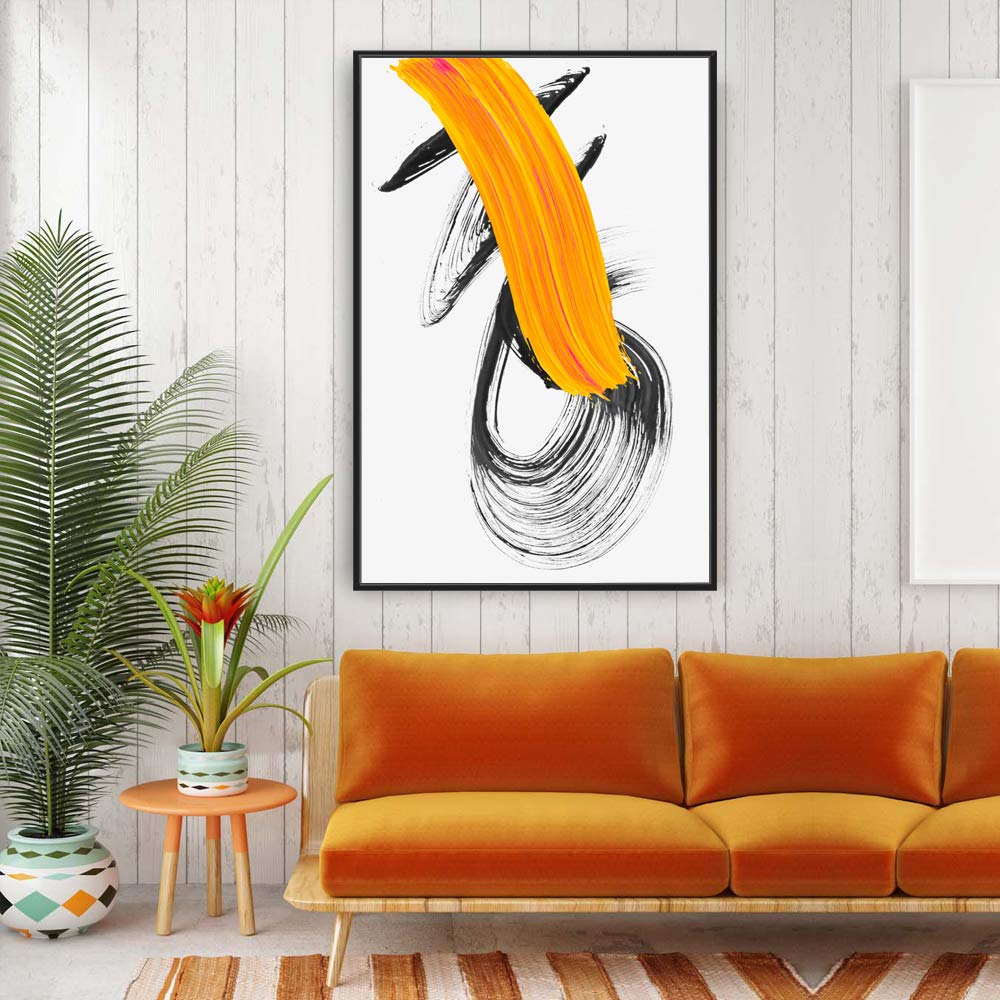 Idea4Wall Framed Canvas Wall Art For Living Room, Bedroom Colored Brush Canvas Prints For Modern Home Decoration Ready To Hang -