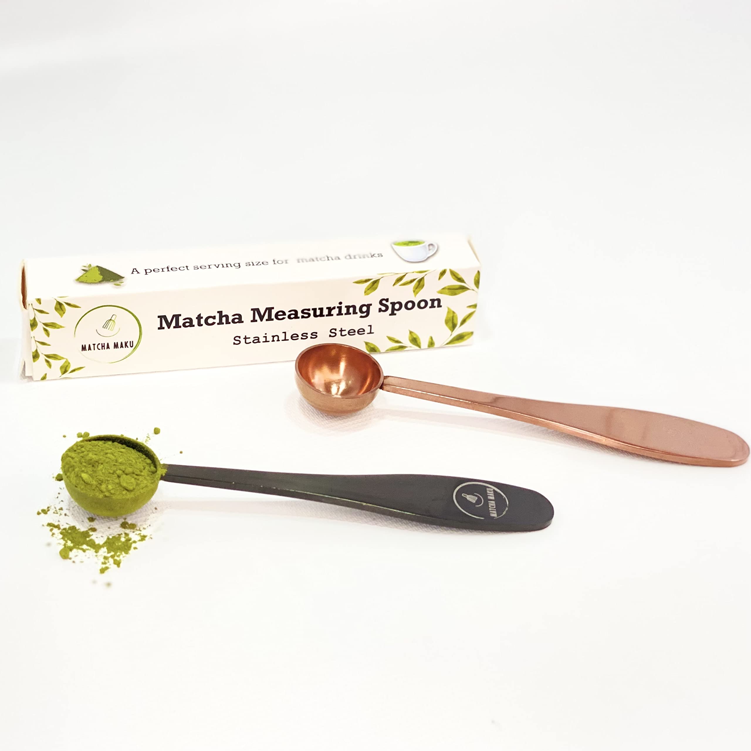 Matchamaku 1 Gram Matcha Measuring Spoon/Tea Power Scoop -Black-Perfect For A Serving Size Stainless Steel