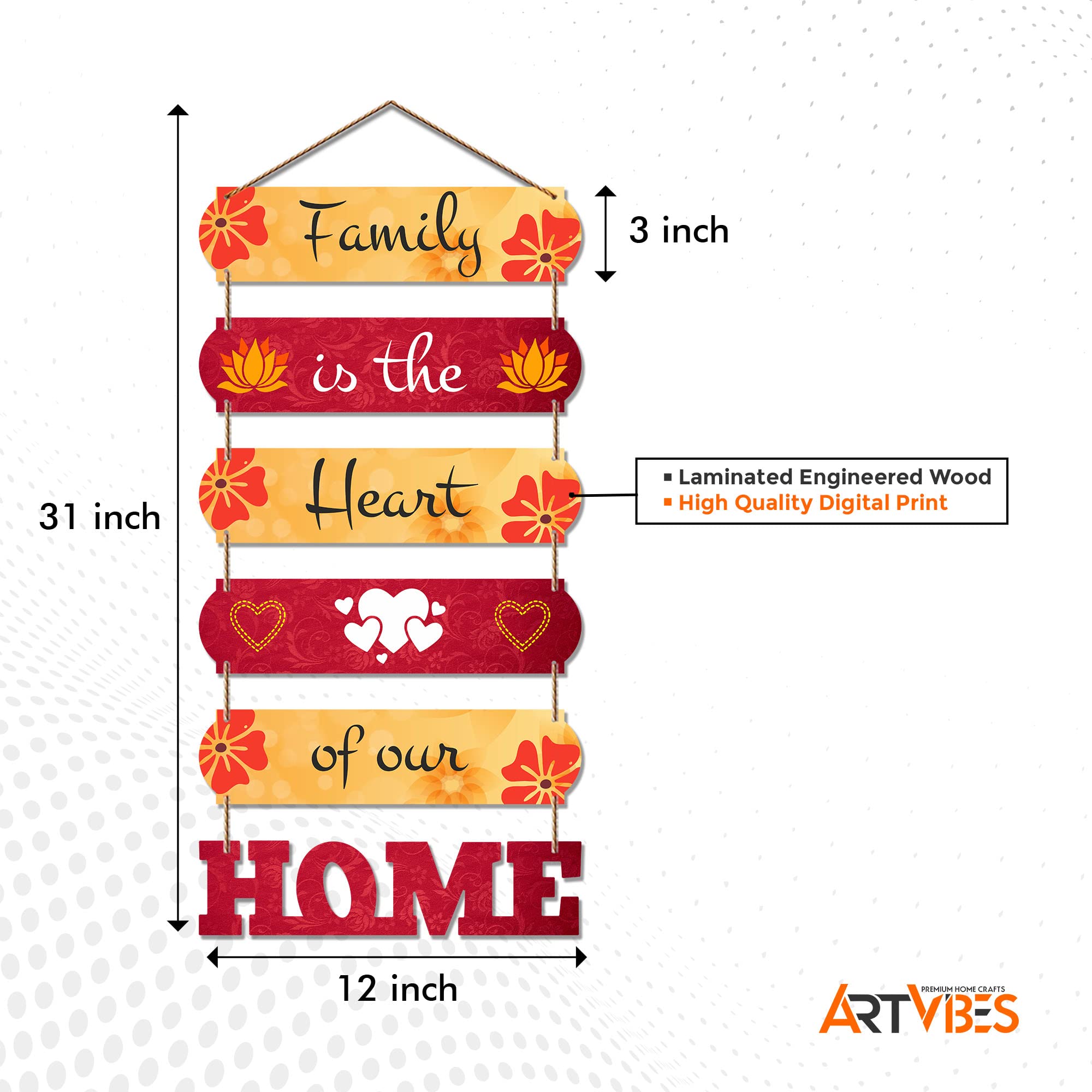 Artvibes Famlily Quote Decorative Wall Art Wooden Wall Hanger for Living Room | Bedroom | Gift | Wall Hangings for Home Decorati