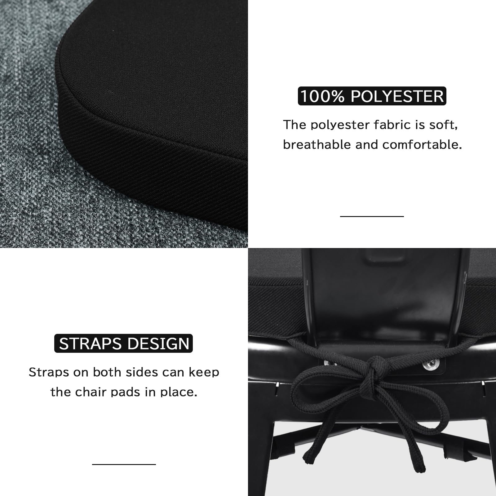 Baibu 14In Metal Chair Cushion With Ties, Set Of 4 Non-Slip Metal Dining Chair Pads Kitchen Seat Cushions With Machine Washable