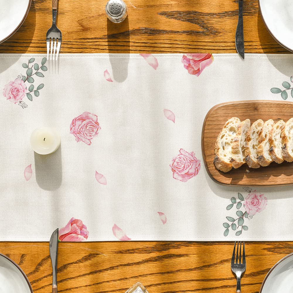 Artoid Mode Tulips Carnations Flower Vase Eucalyptus Mother'S Day Table Runner, Kitchen Dining Table Decoration For Home Party D