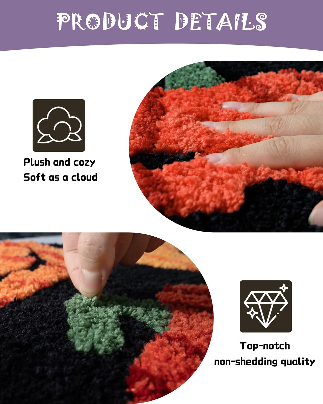 Dexde Fall Halloween Bathroom Rugs Fun Pumpkins Bath Mat For Autumn Harvest Thanksgiving Home Decor, Soft Non-Slip Carpet For Ha