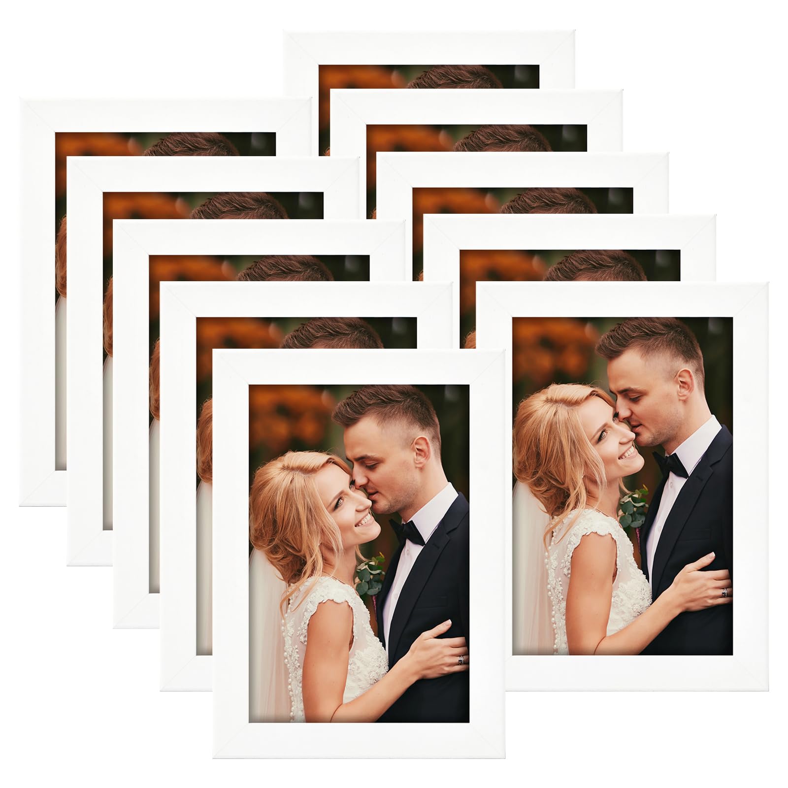 HappyHapi 4x6 Picture Frame Set of 10, Photo Frame for 4x6 Photos, Tabletop or Wall Mount Display Picture Frames, 4x6 Frames Col