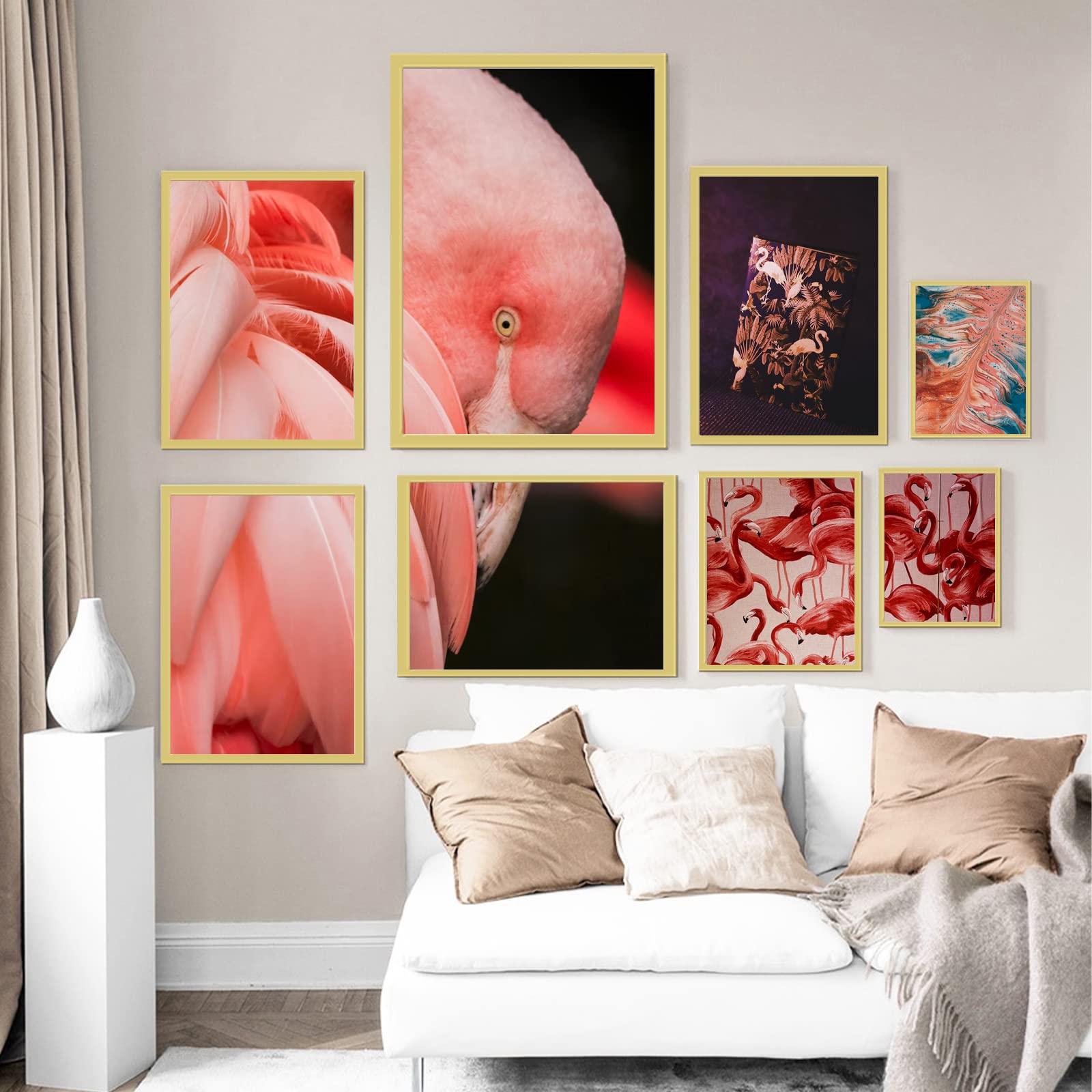 ijuerybai Gold 8x12 Picture Frame Set of 3, High Transparent Frame for 8 By 12 Photo Collage Canvas Poster Size Wall Mount and T