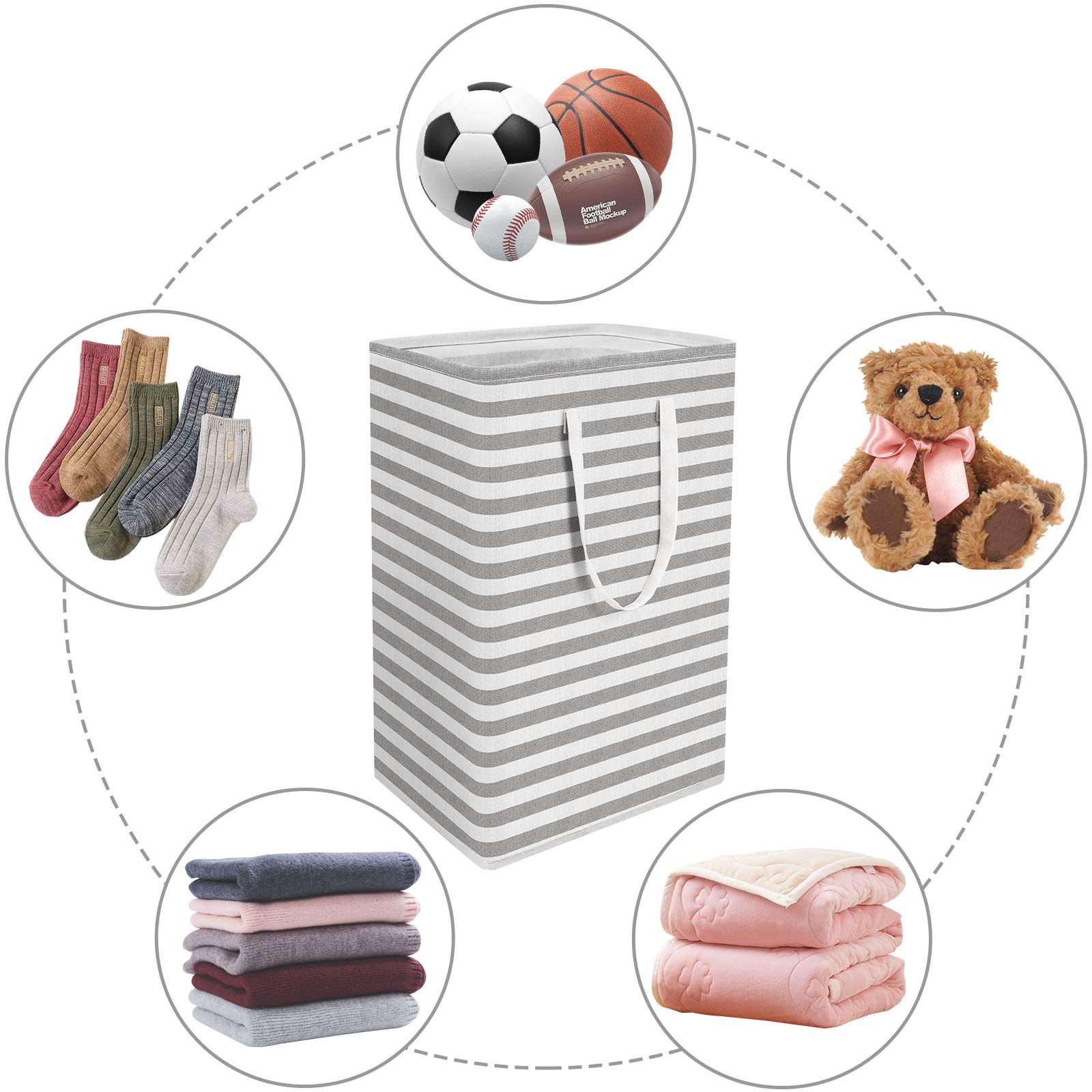 WISELIFE 2-Pack Laundry Hamper 75L Collapsible Large Laundry Baskets with Easy Carry Handles Freestanding Waterproof Clothes Hamper Storage Basket for Toys Clothes Organizer - 24.4'' (H)  Grey