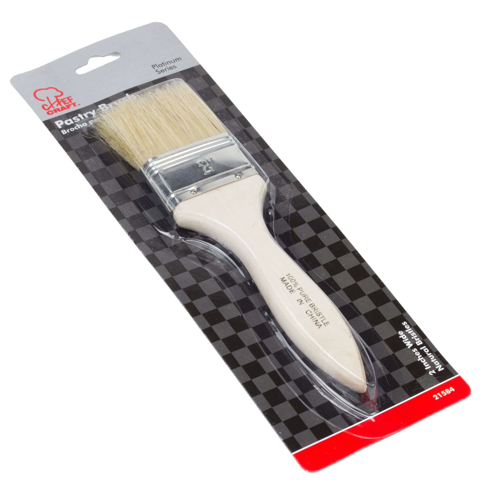 Chef Craft Select Wooden Handle Pastry Brush, 7.5 Inches In Length 2 Inch Width, Natural