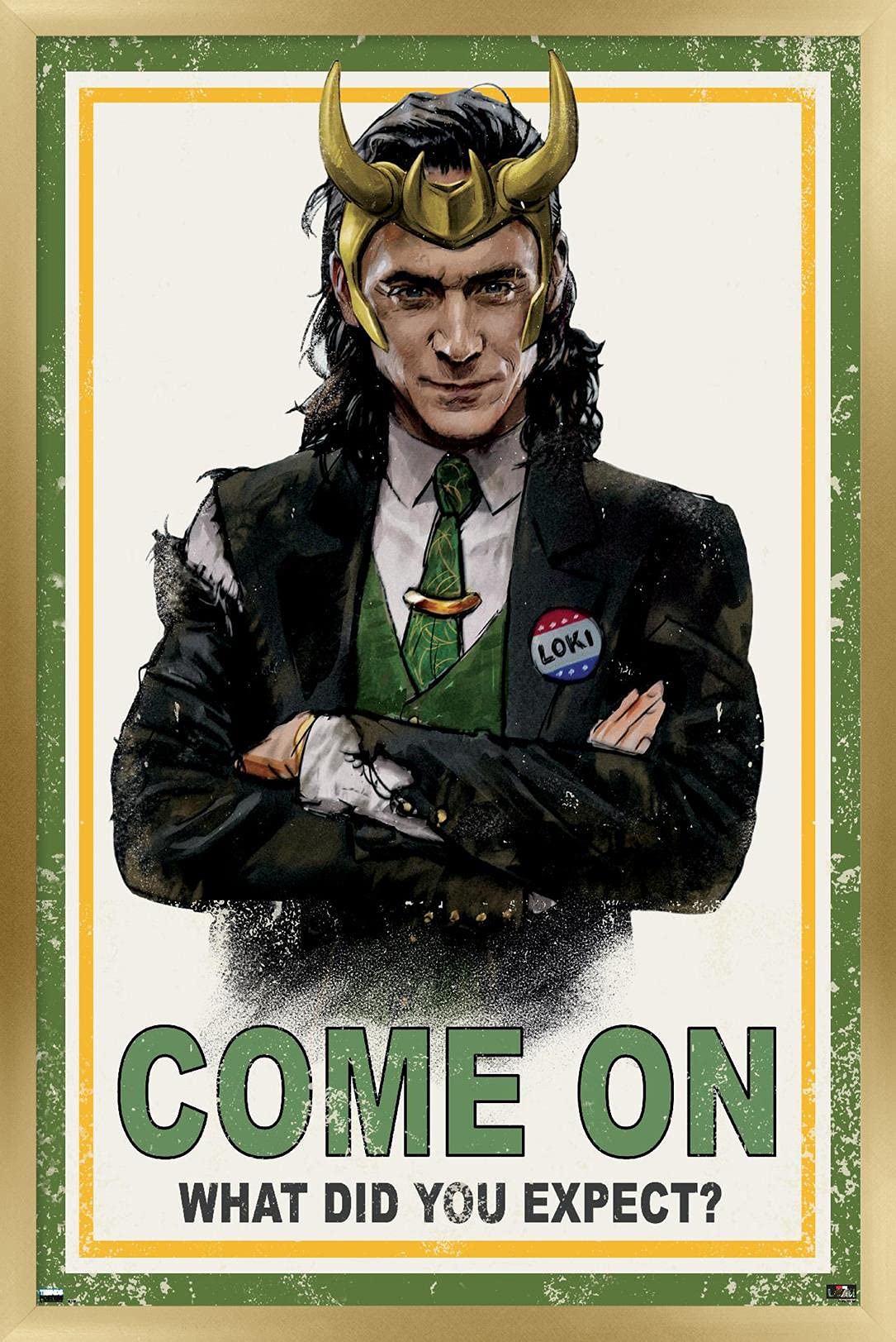 Trends International Marvel Loki-What Did You Expect Wall Poster, 14.725'' X 22.375'', Gold Framed Version