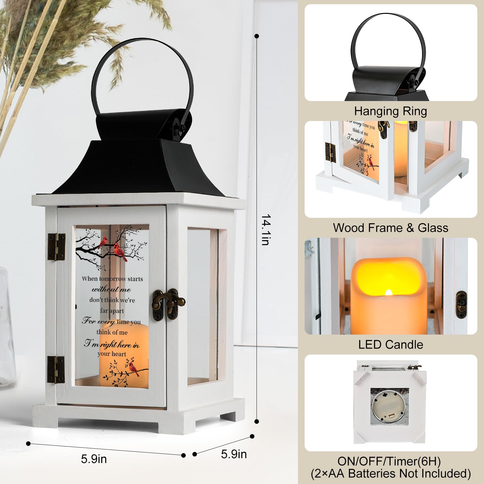 HugMemories Memorial Lantern, Bereavement Sympathy Gifts for Loss of Loved One Mother Father, Bereavement Gifts Thoughtful Funer