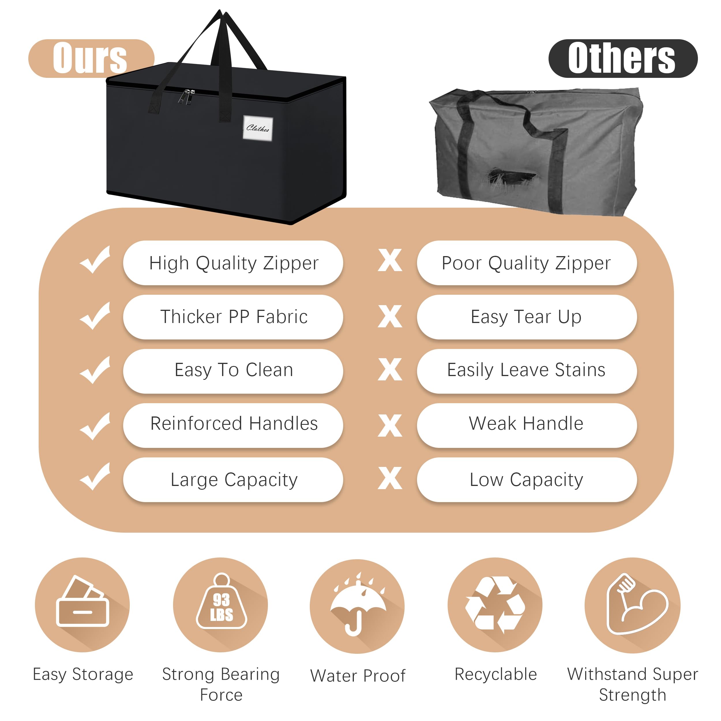 Naturelux Heavy Duty Moving Bags And Moving Boxes - Extra Large Packing Bags And Storage Totes, Collapsible And Foldable Option