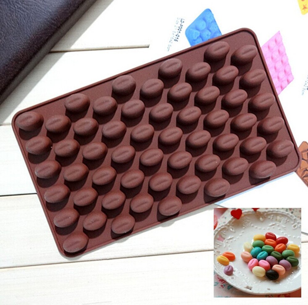 Yueton 55 Cavity Silicone Coffee Beans Mold Chocolate Candy Ice Cube Tray Cake Decoration Bakeware Mould Maker