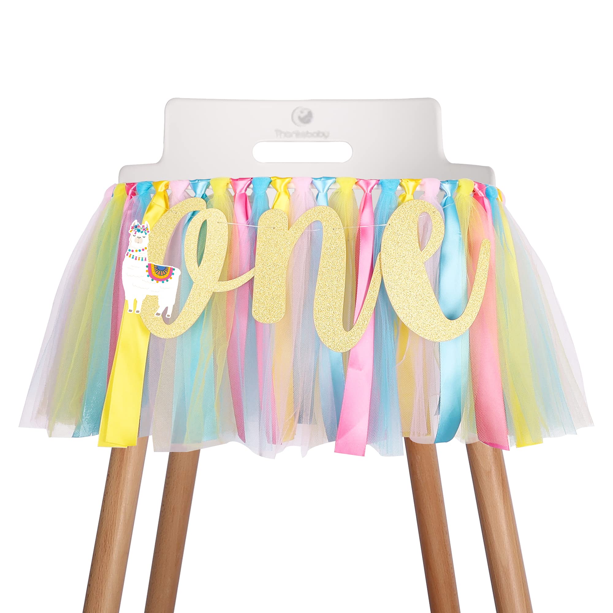 Llama Alpaca Highchair Banner Decoration For Baby - 1St First Highchair Happy Birthday Banner, High Chair Fabric Garland Party S
