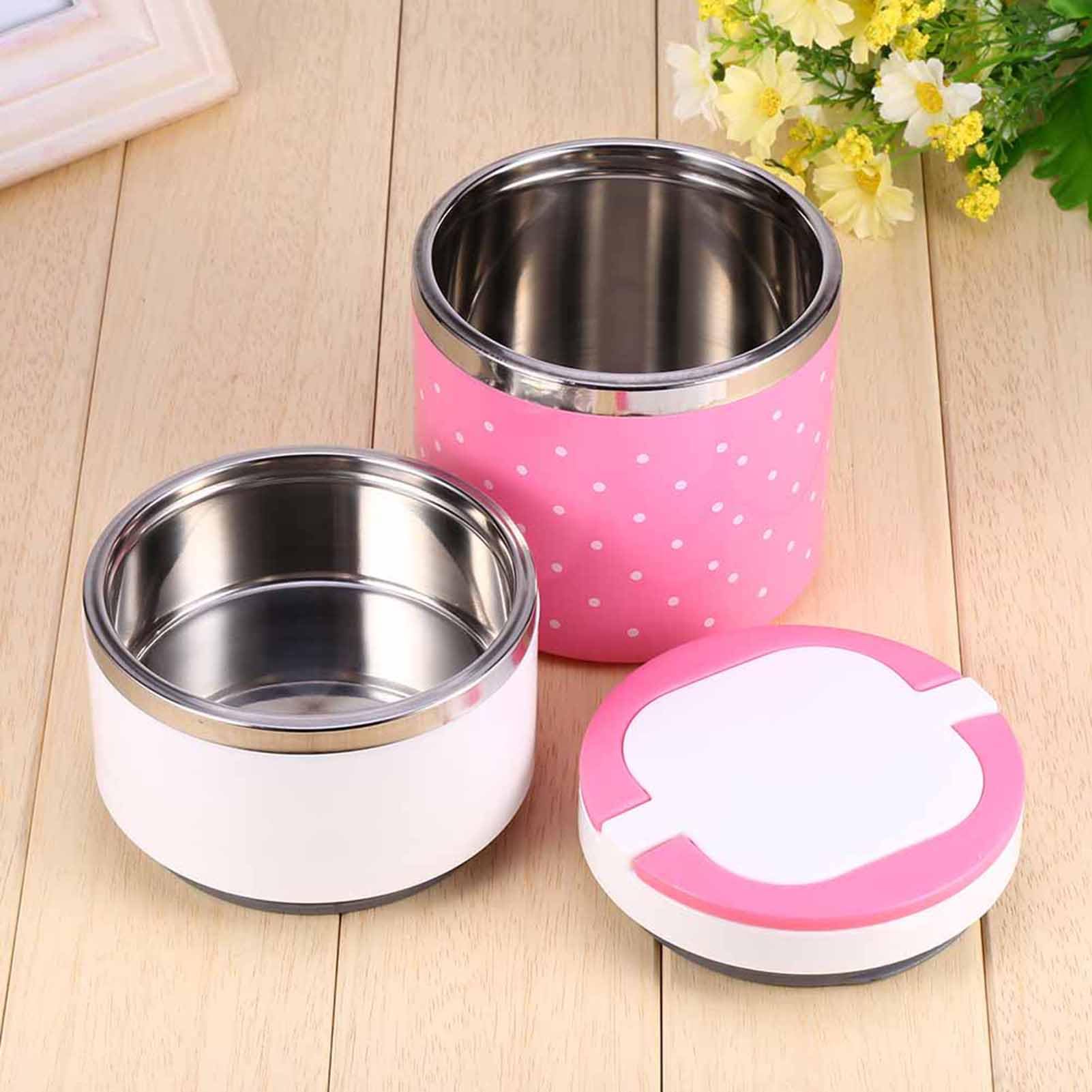 2 Layer Thermal Lunch Box Stainless Steel Insulated Box Leakproof Food Storage Container With Double Handles